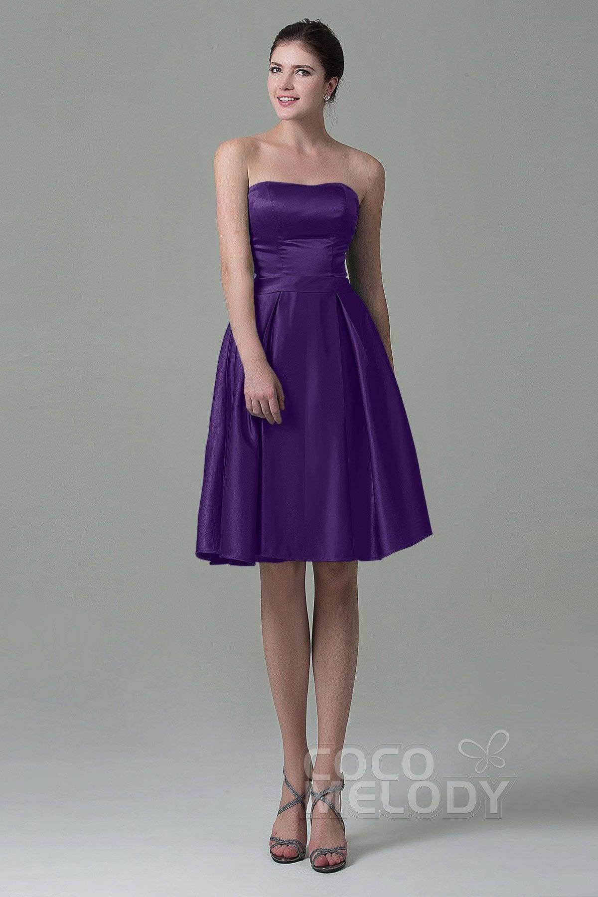 A-Line Knee Length Satin Bridesmaid Dress COZK1500A
