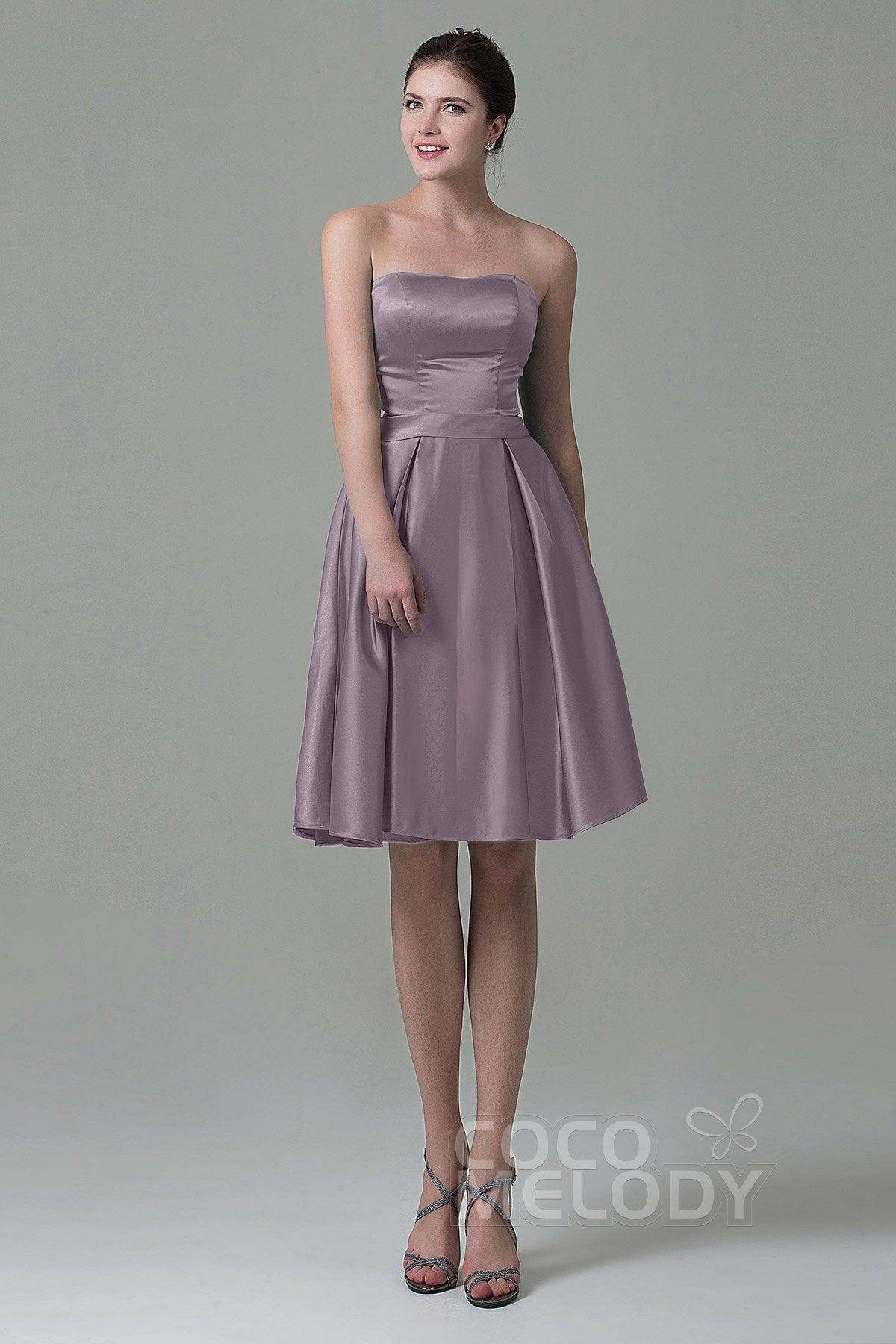 A-Line Knee Length Satin Bridesmaid Dress COZK1500A