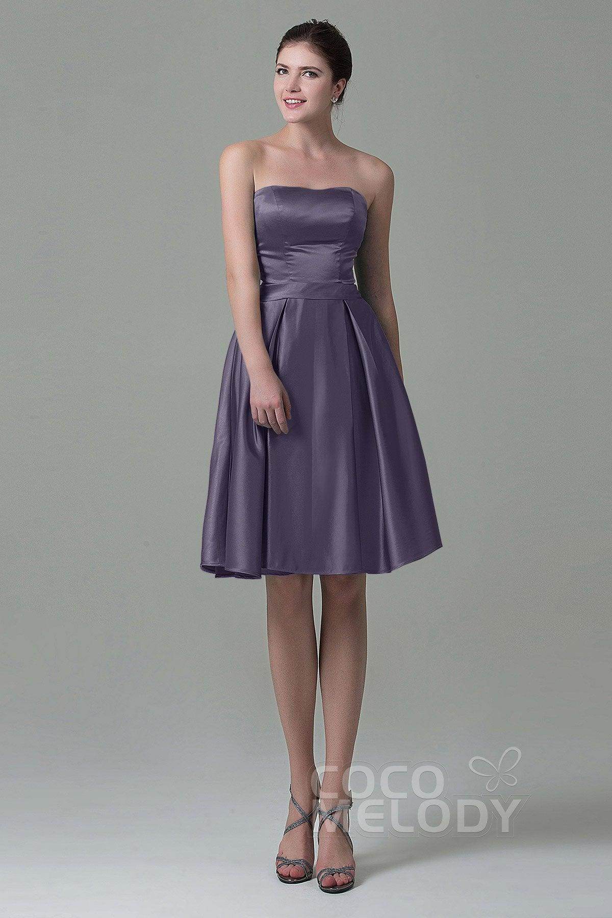 A-Line Knee Length Satin Bridesmaid Dress COZK1500A