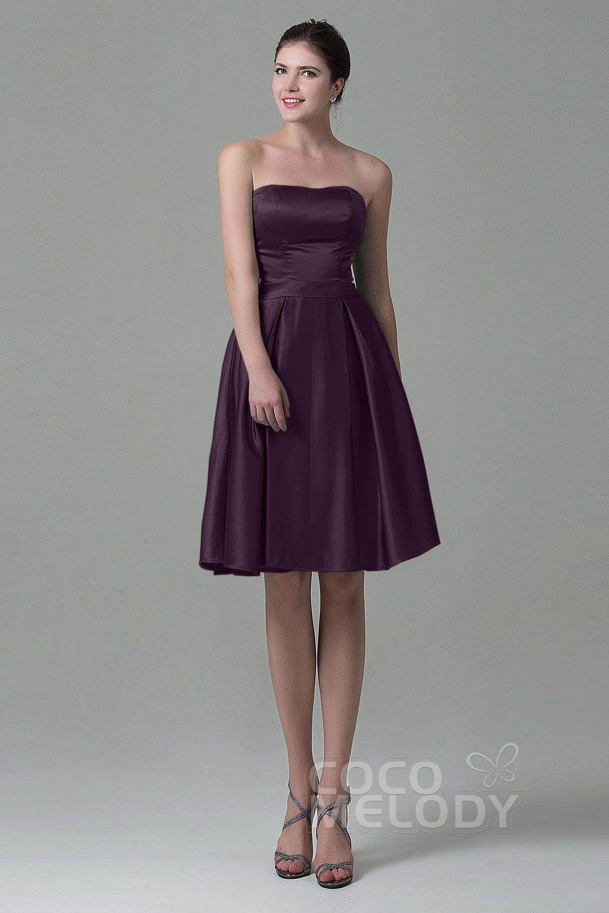 A-Line Knee Length Satin Bridesmaid Dress COZK1500A