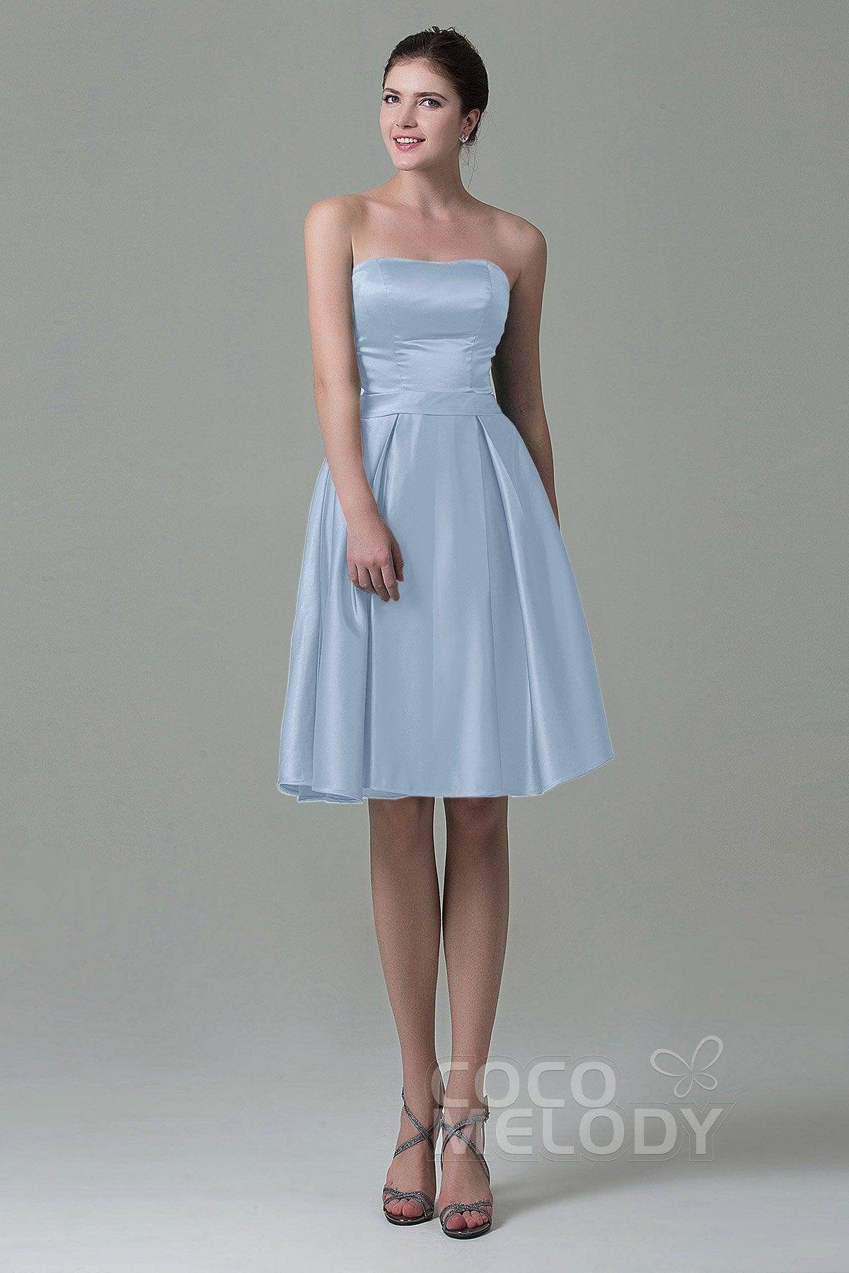 A-Line Knee Length Satin Bridesmaid Dress COZK1500A