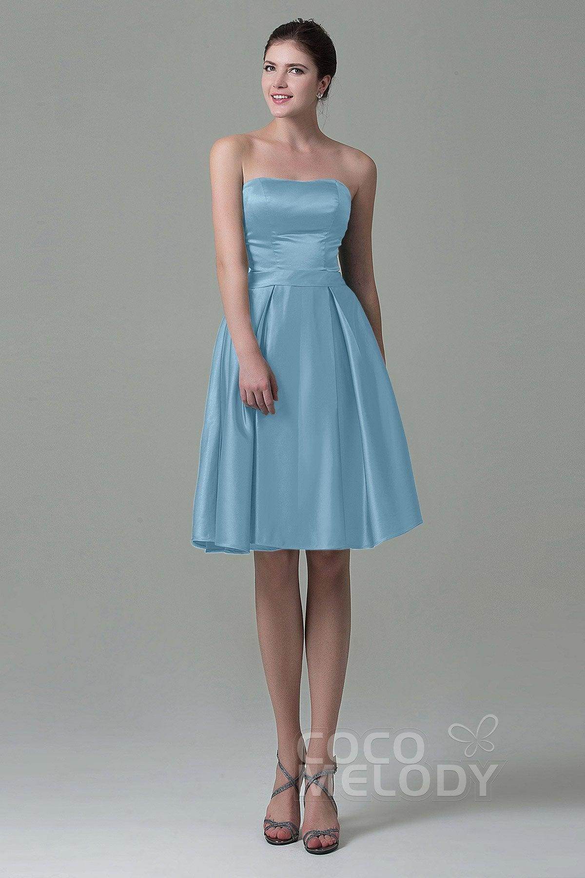 A-Line Knee Length Satin Bridesmaid Dress COZK1500A