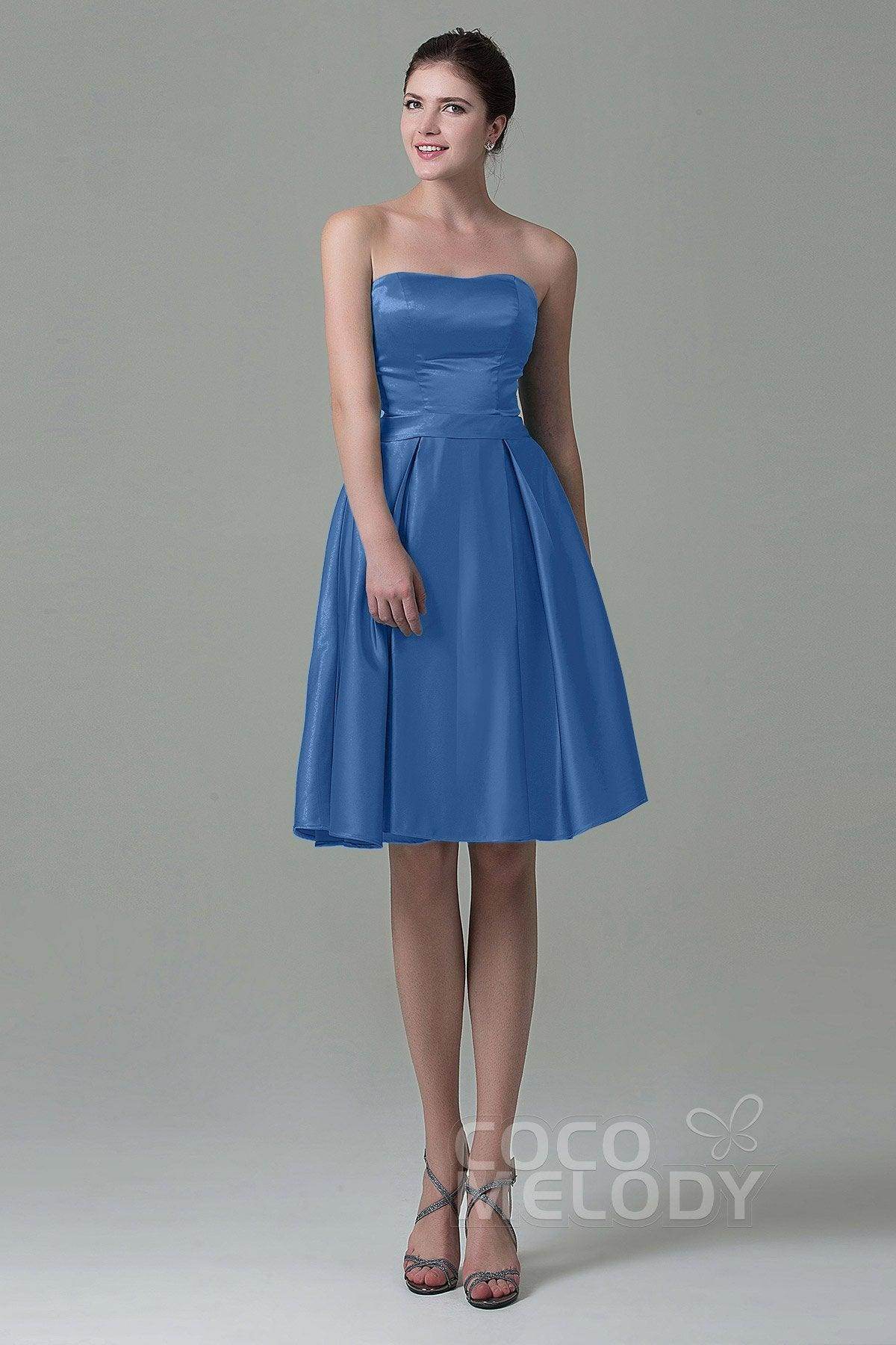 A-Line Knee Length Satin Bridesmaid Dress COZK1500A
