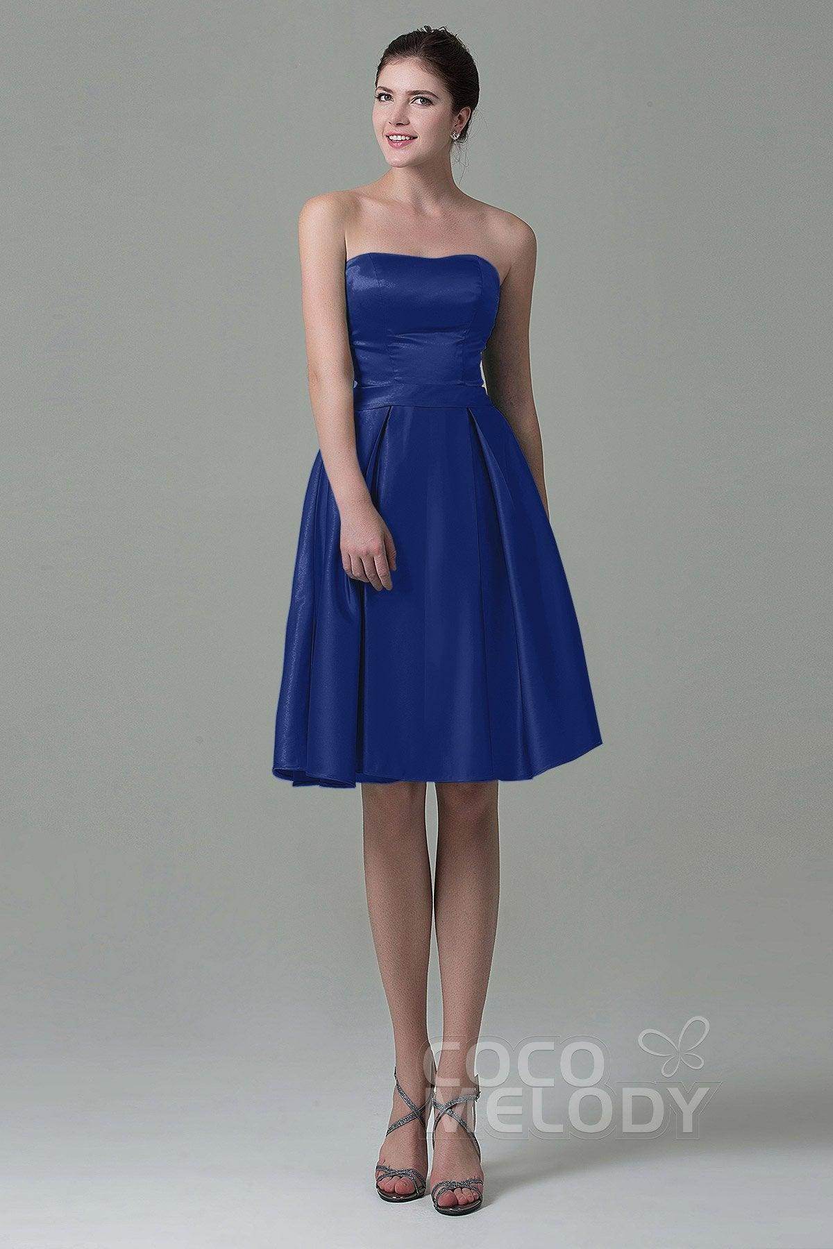 A-Line Knee Length Satin Bridesmaid Dress COZK1500A