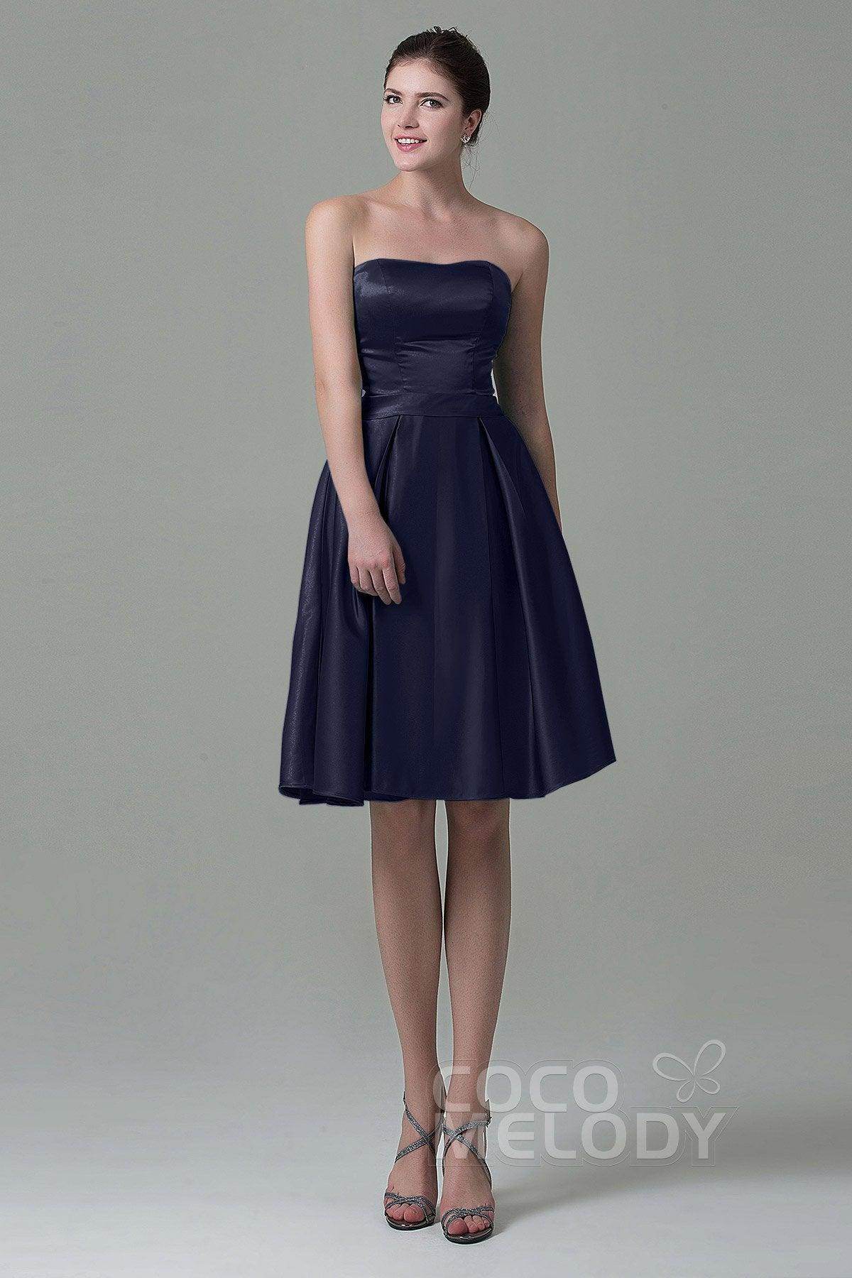 A-Line Knee Length Satin Bridesmaid Dress COZK1500A