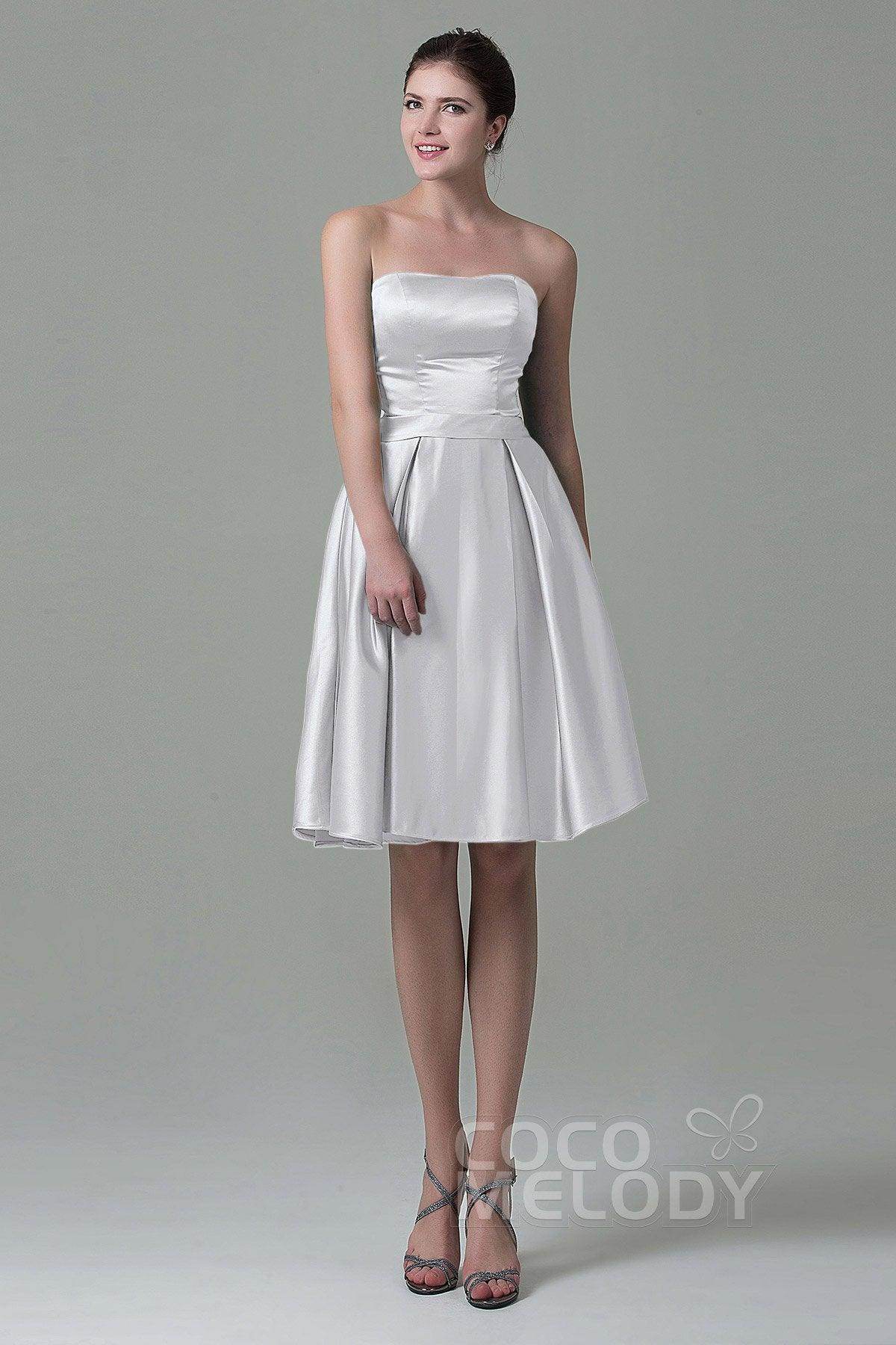 A-Line Knee Length Satin Bridesmaid Dress COZK1500A