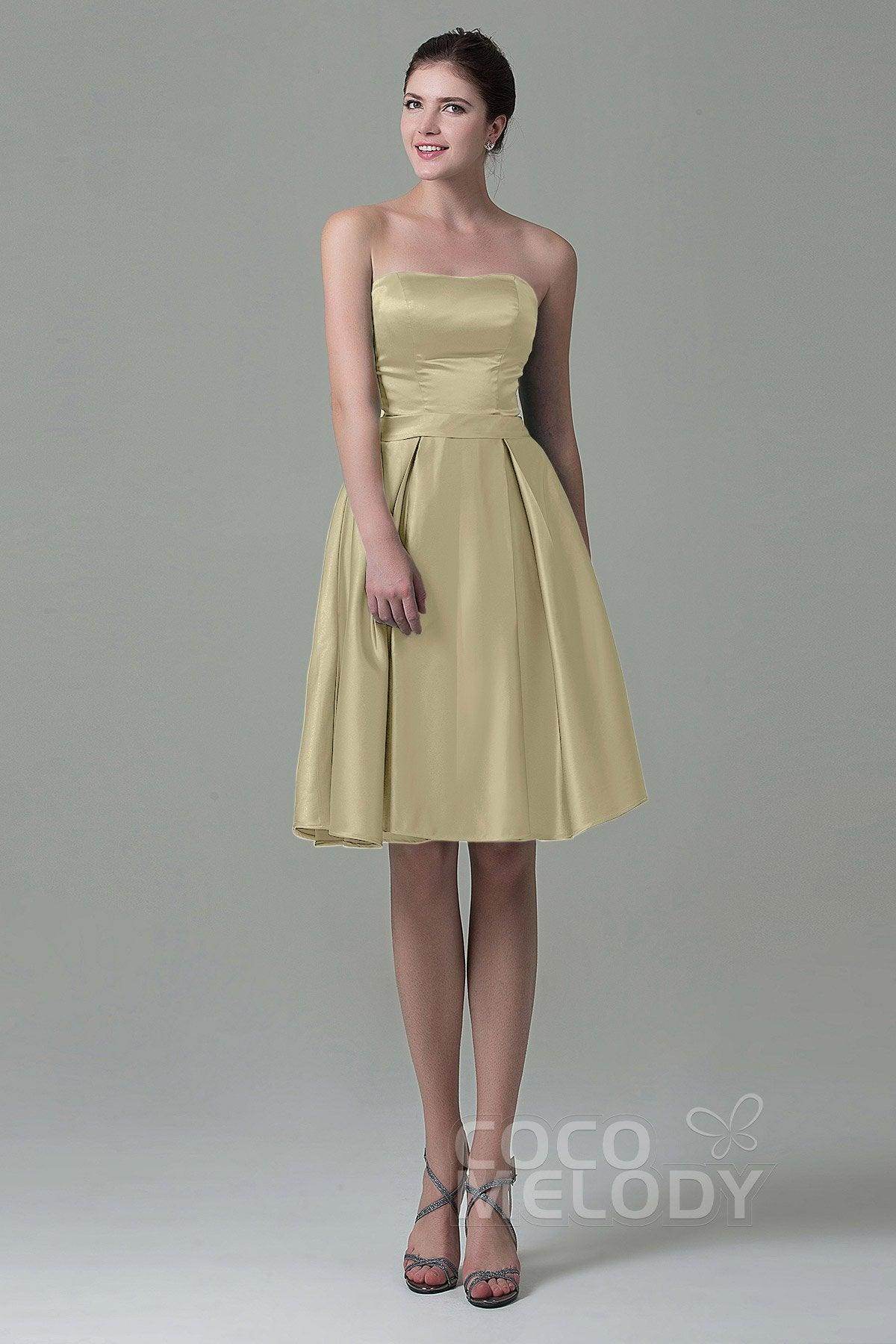 A-Line Knee Length Satin Bridesmaid Dress COZK1500A