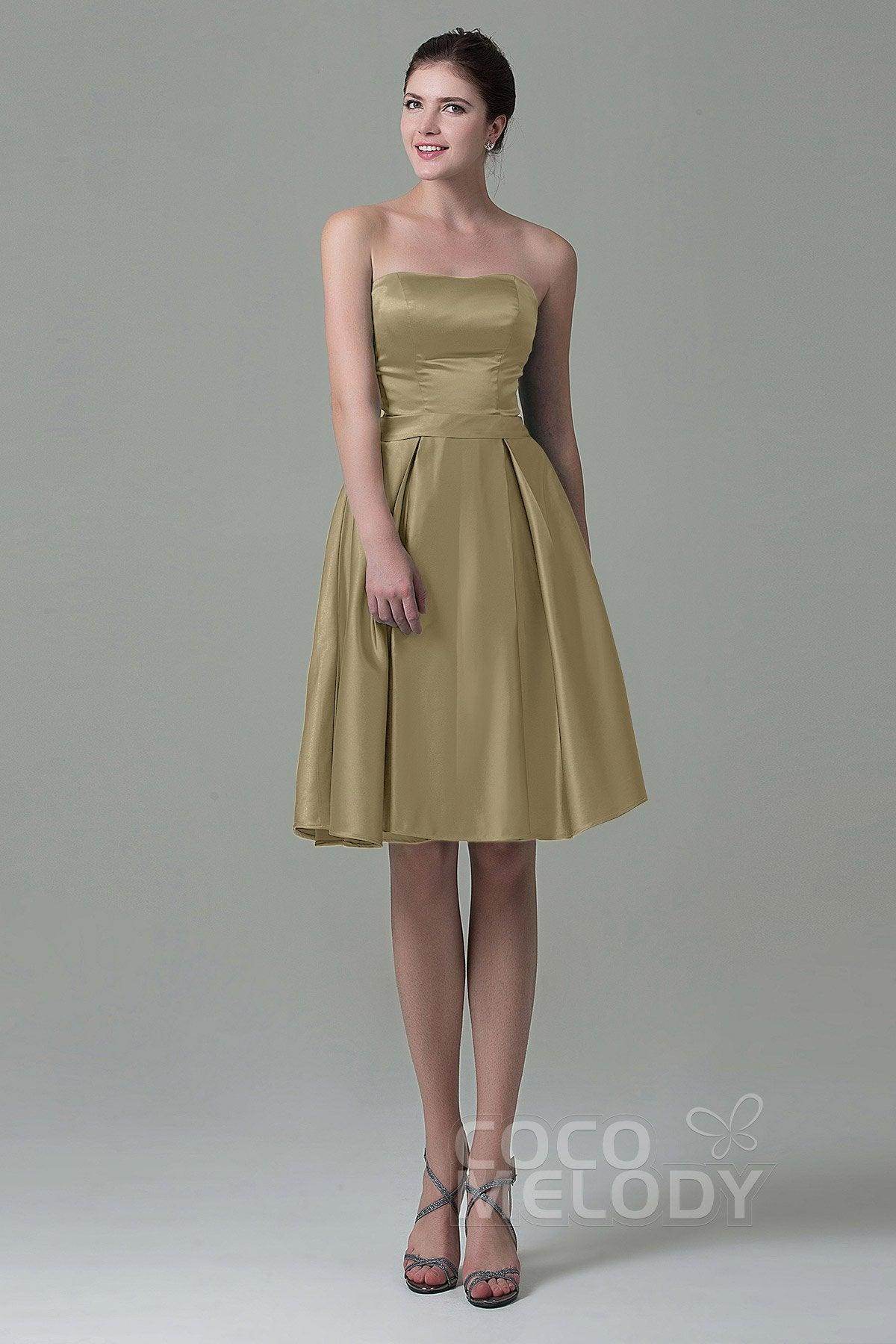 A-Line Knee Length Satin Bridesmaid Dress COZK1500A