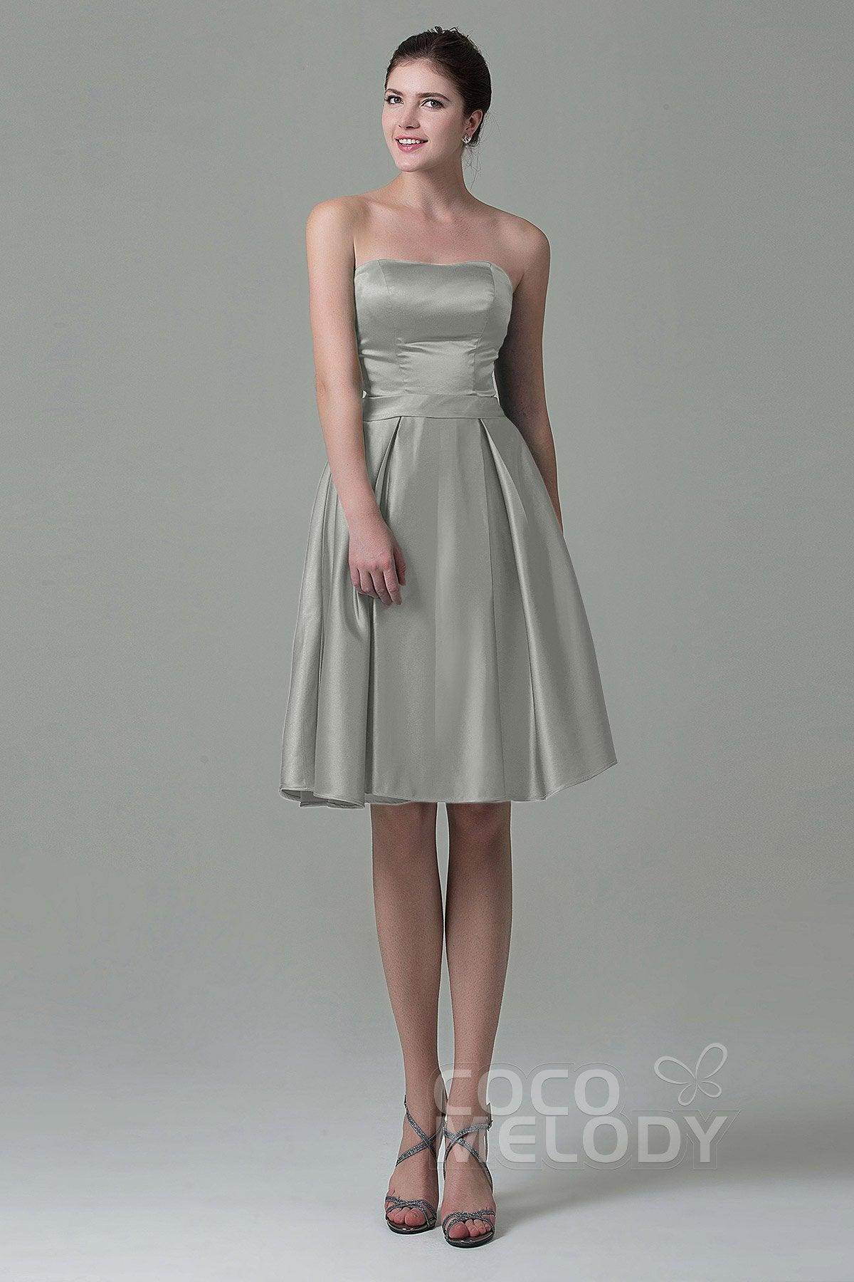 A-Line Knee Length Satin Bridesmaid Dress COZK1500A