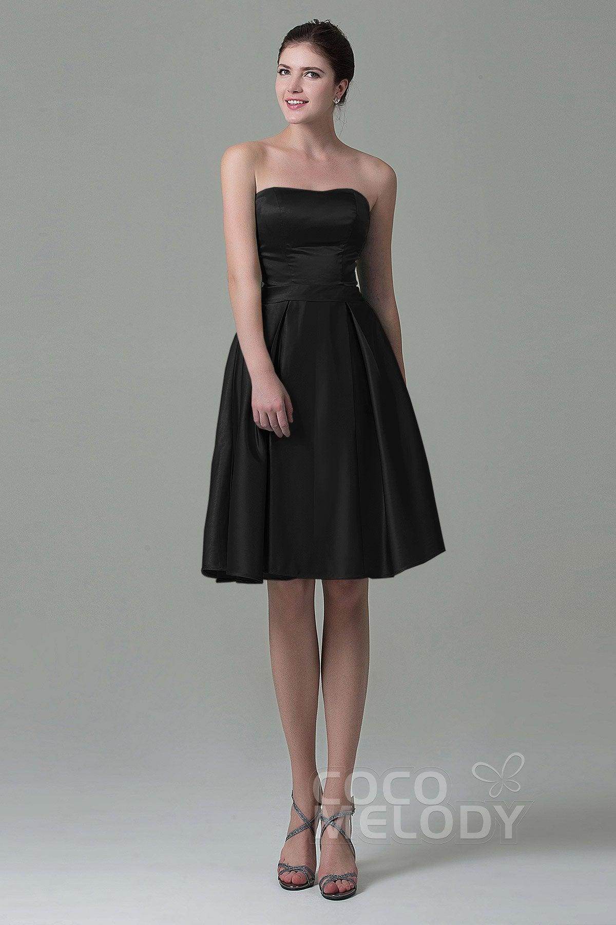 A-Line Knee Length Satin Bridesmaid Dress COZK1500A