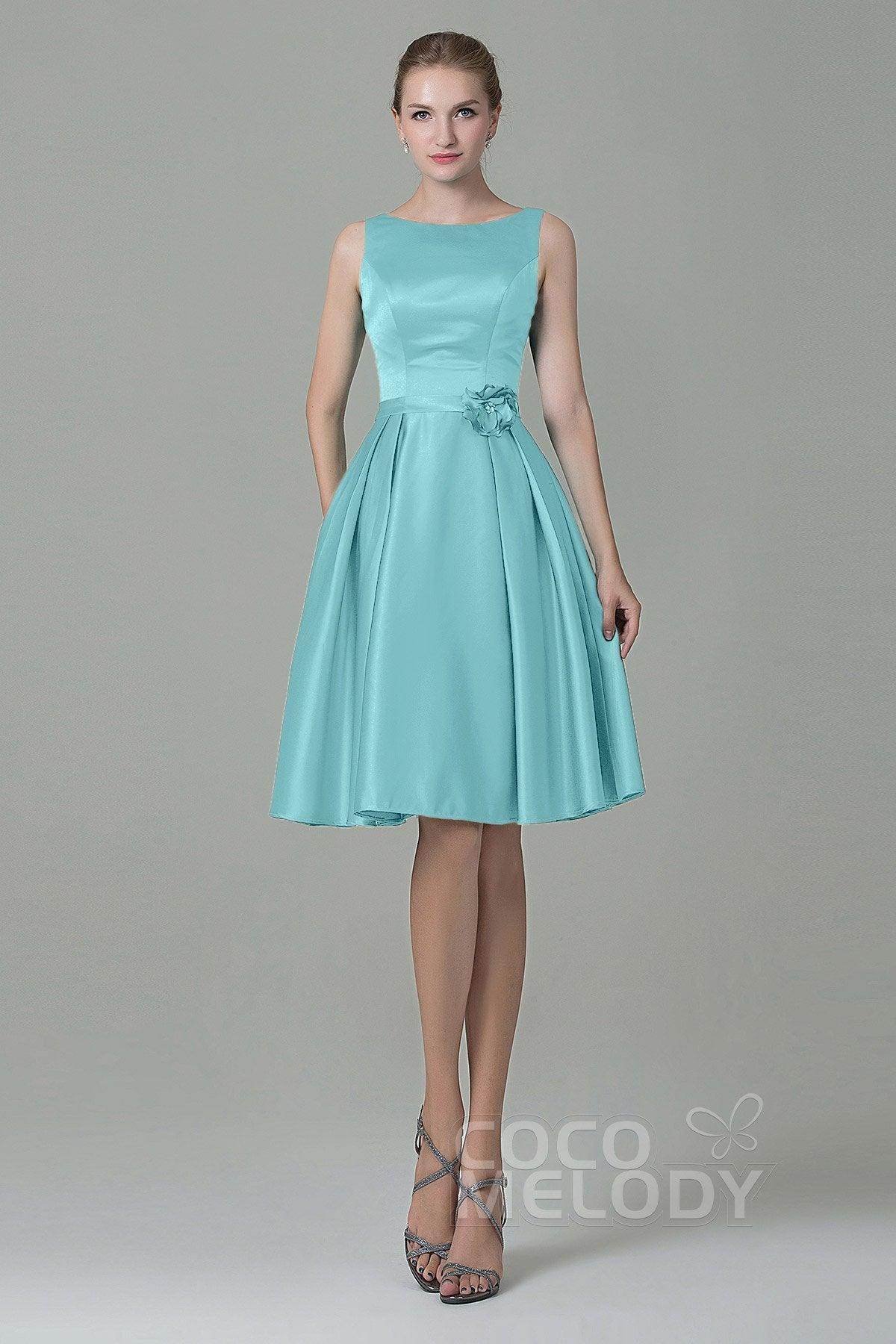 A-Line Knee Length Satin Bridesmaid Dress COZK1500B