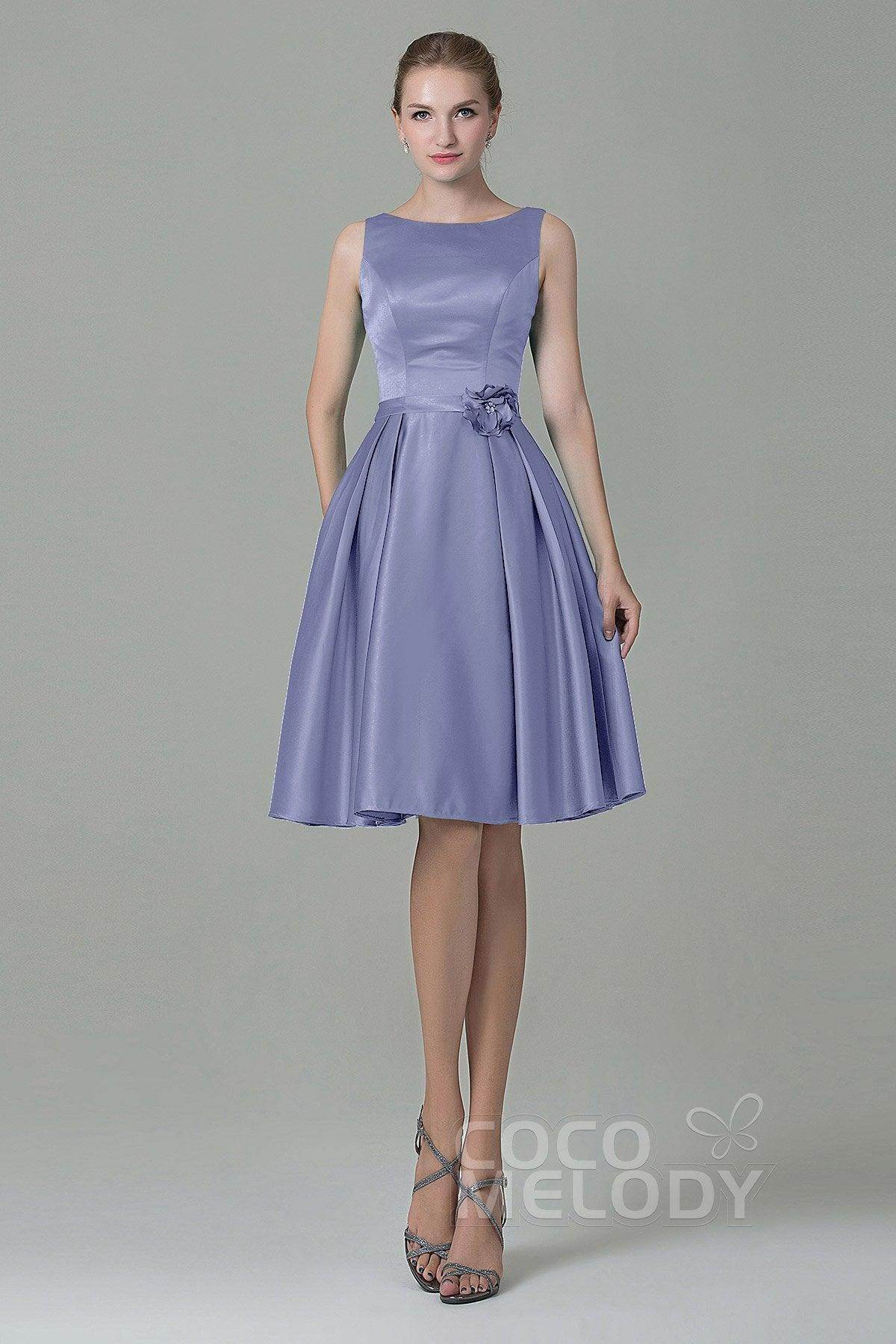 A-Line Knee Length Satin Bridesmaid Dress COZK1500B