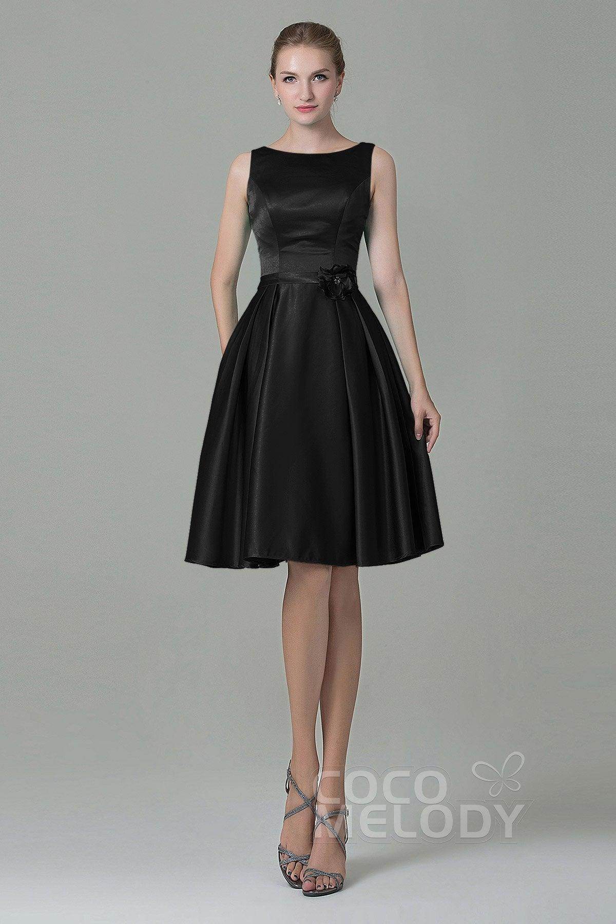 A-Line Knee Length Satin Bridesmaid Dress COZK1500B
