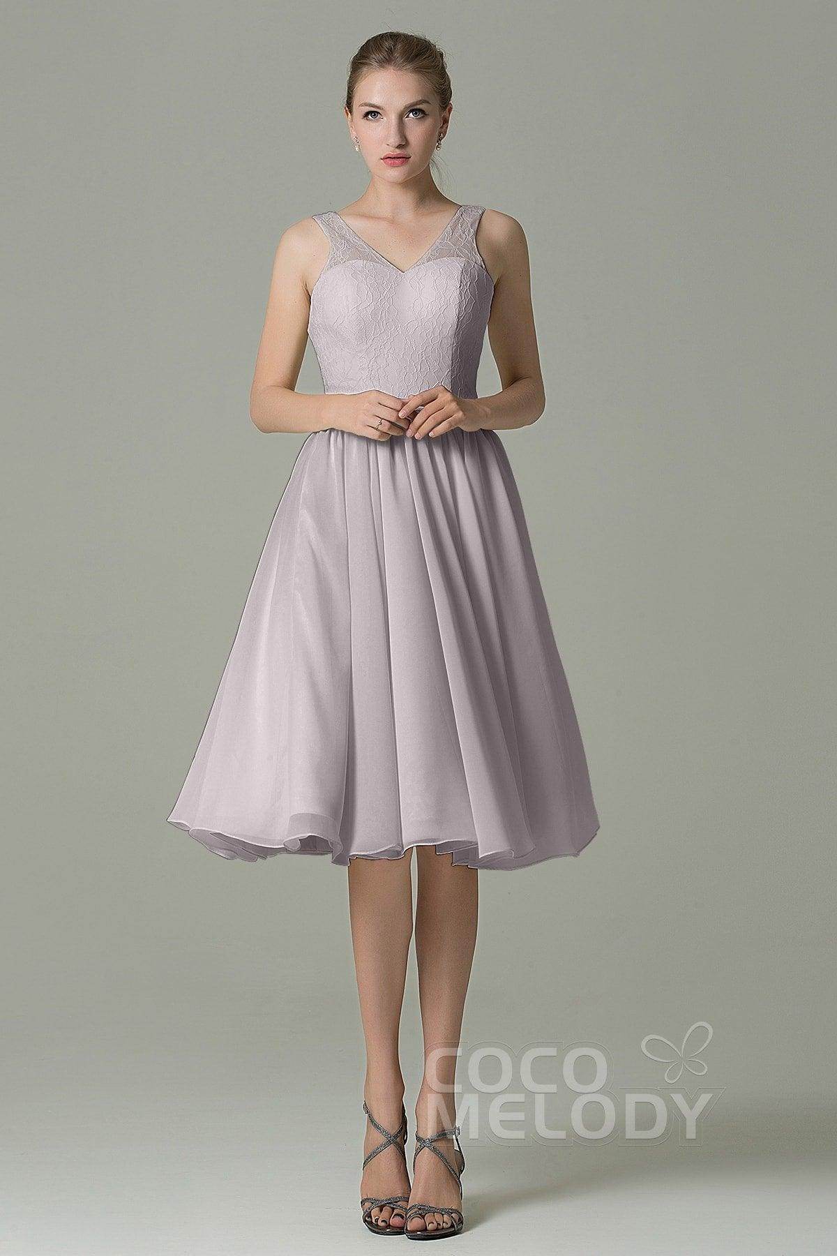 A-Line Knee Length Lace Short Bridesmaid Dress COZK16001