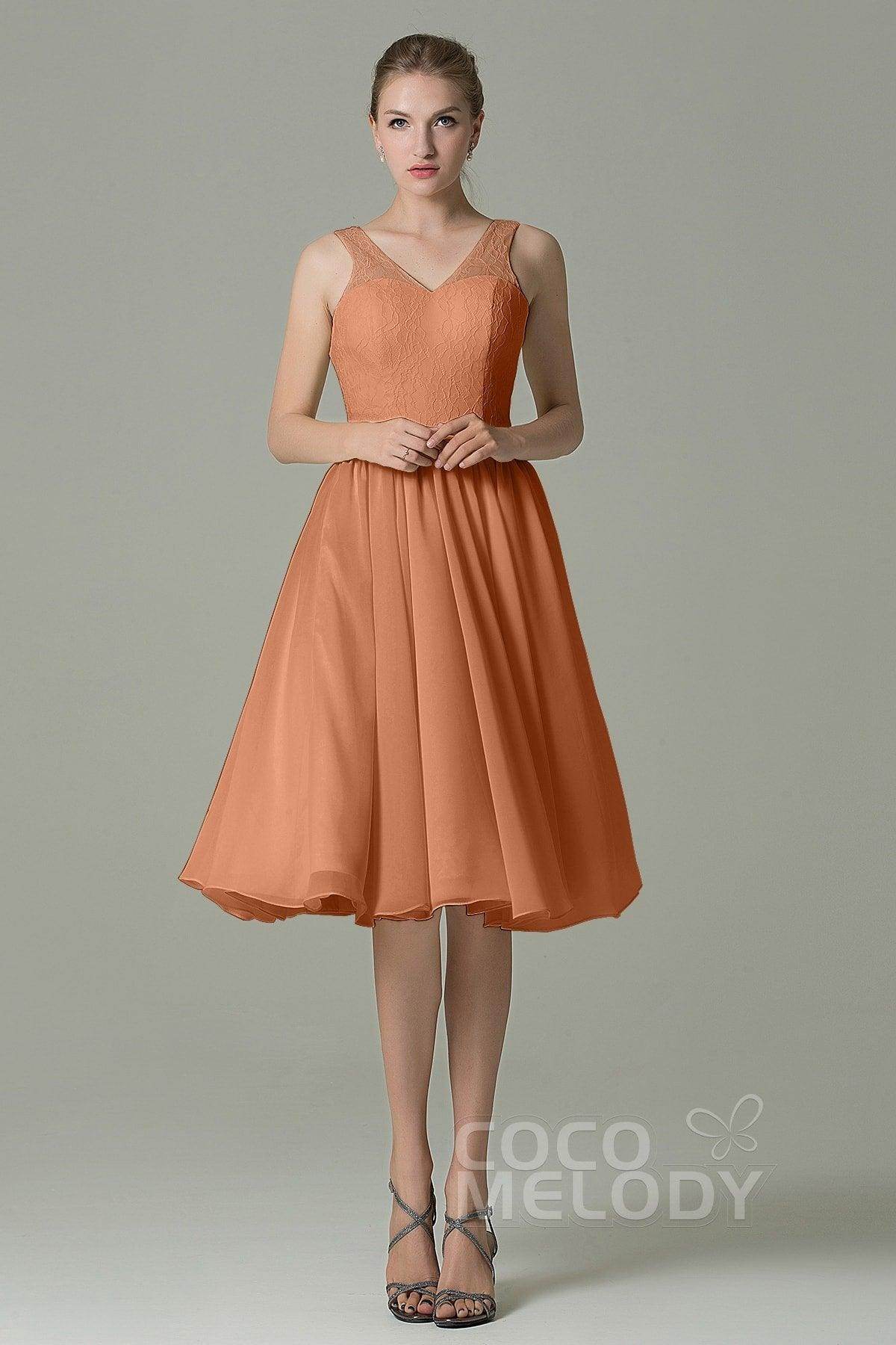 A-Line Knee Length Lace Short Bridesmaid Dress COZK16001