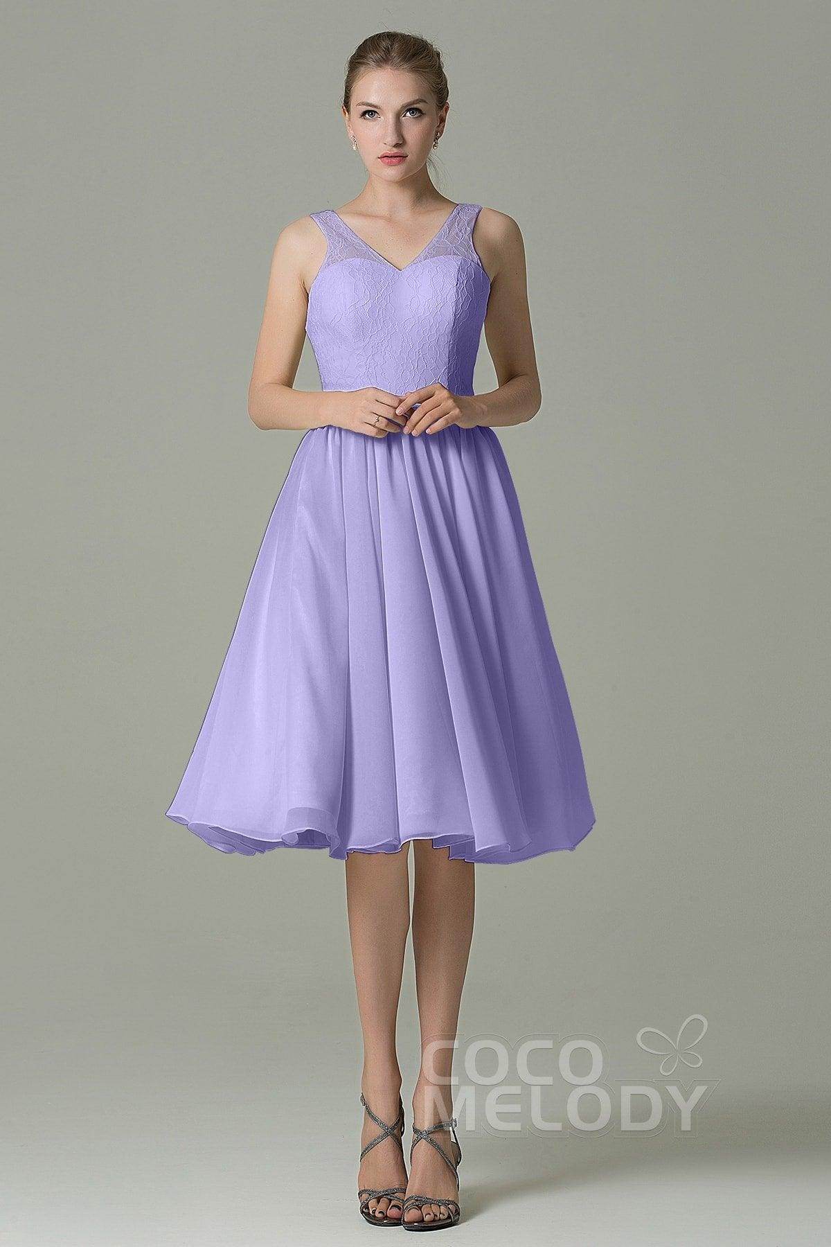 A-Line Knee Length Lace Short Bridesmaid Dress COZK16001