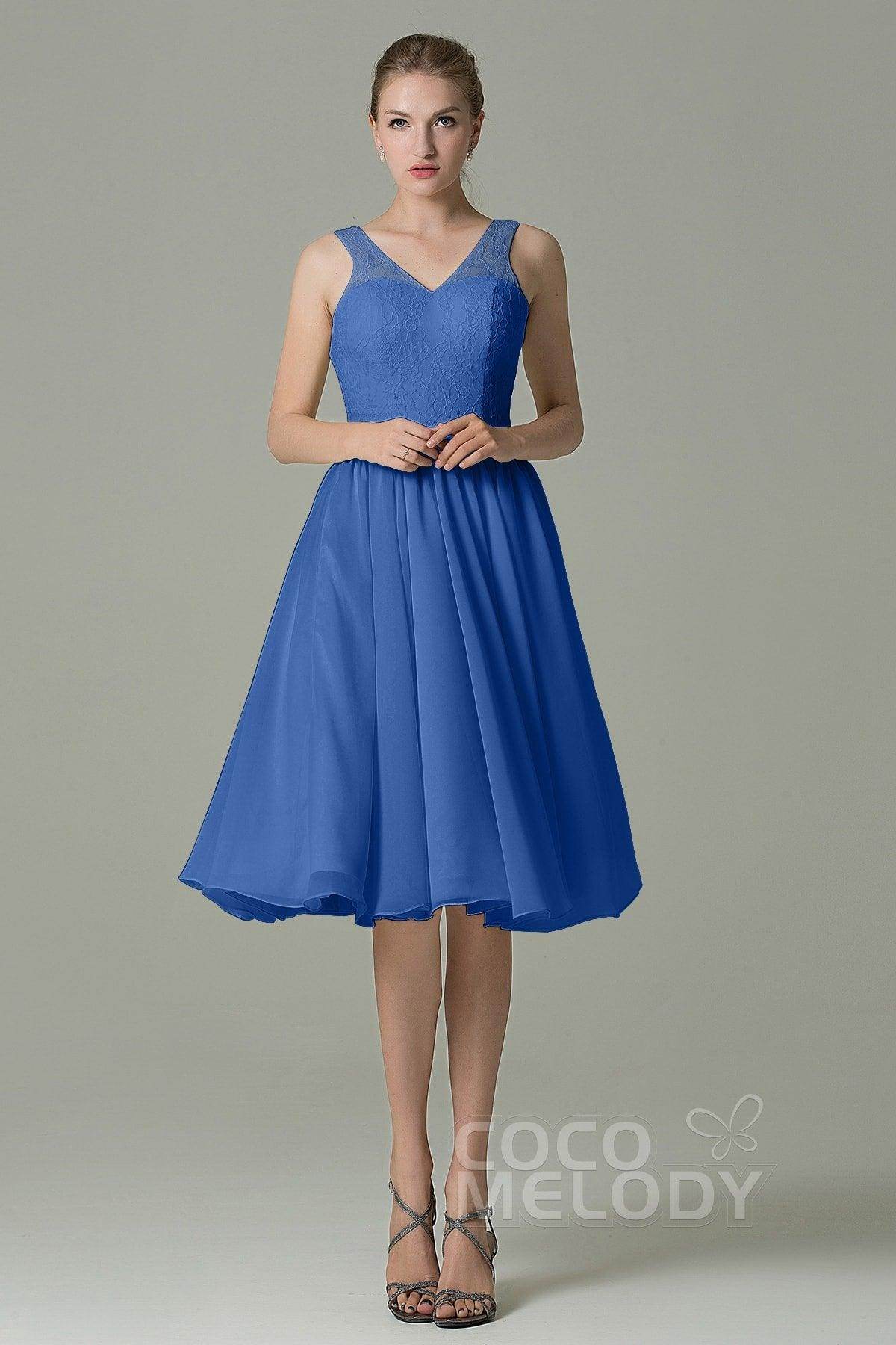 A-Line Knee Length Lace Short Bridesmaid Dress COZK16001