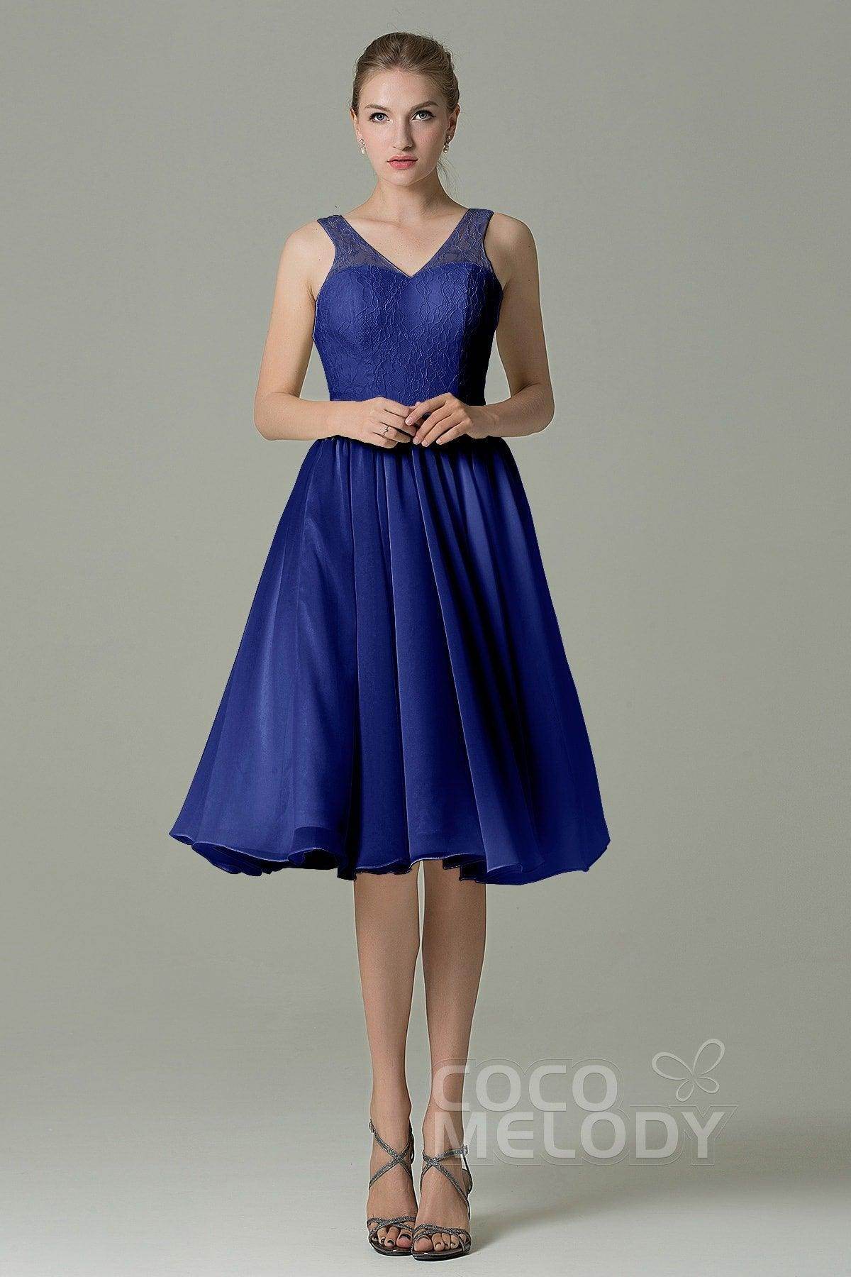 A-Line Knee Length Lace Short Bridesmaid Dress COZK16001