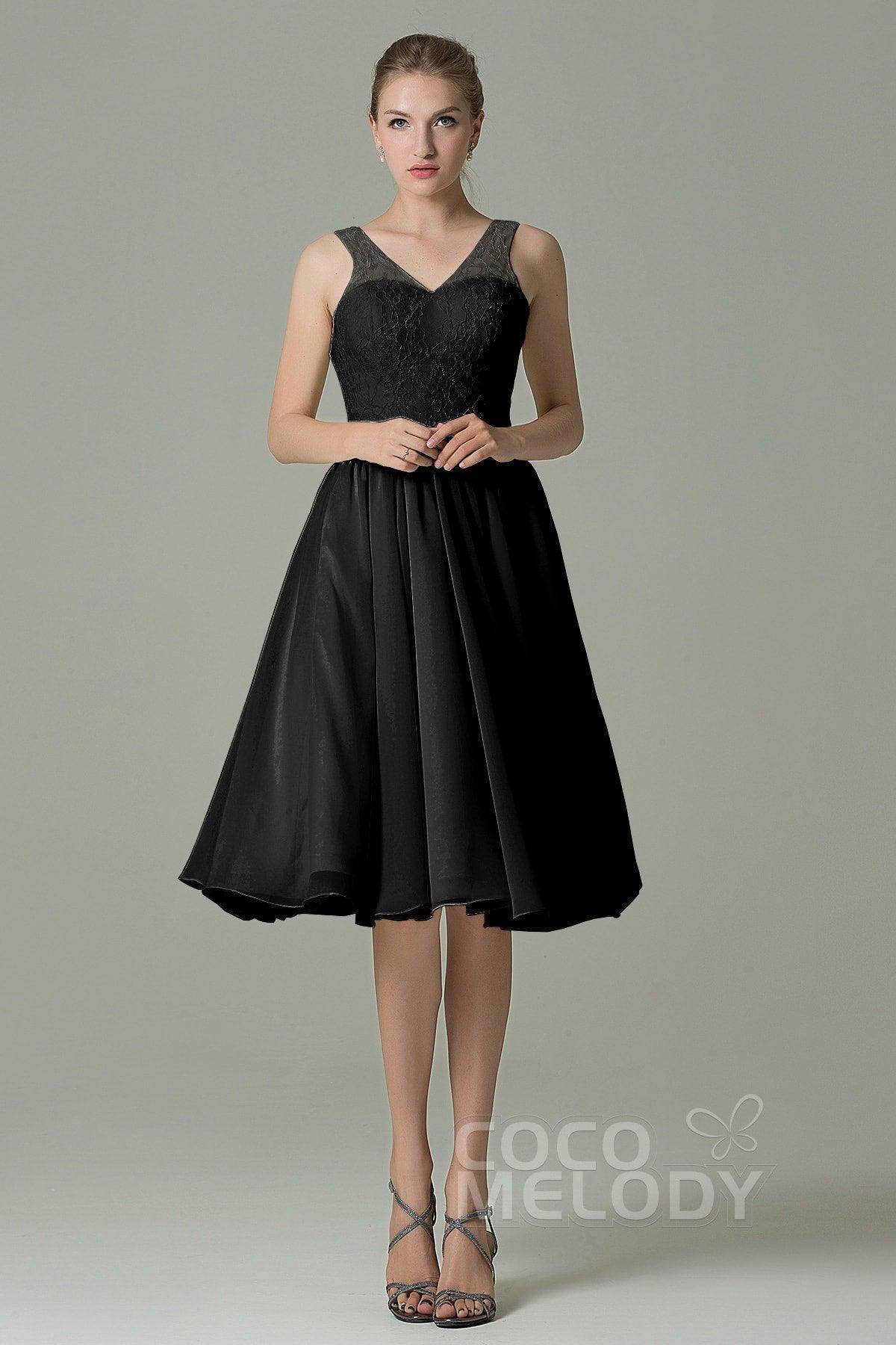 A-Line Knee Length Lace Short Bridesmaid Dress COZK16001