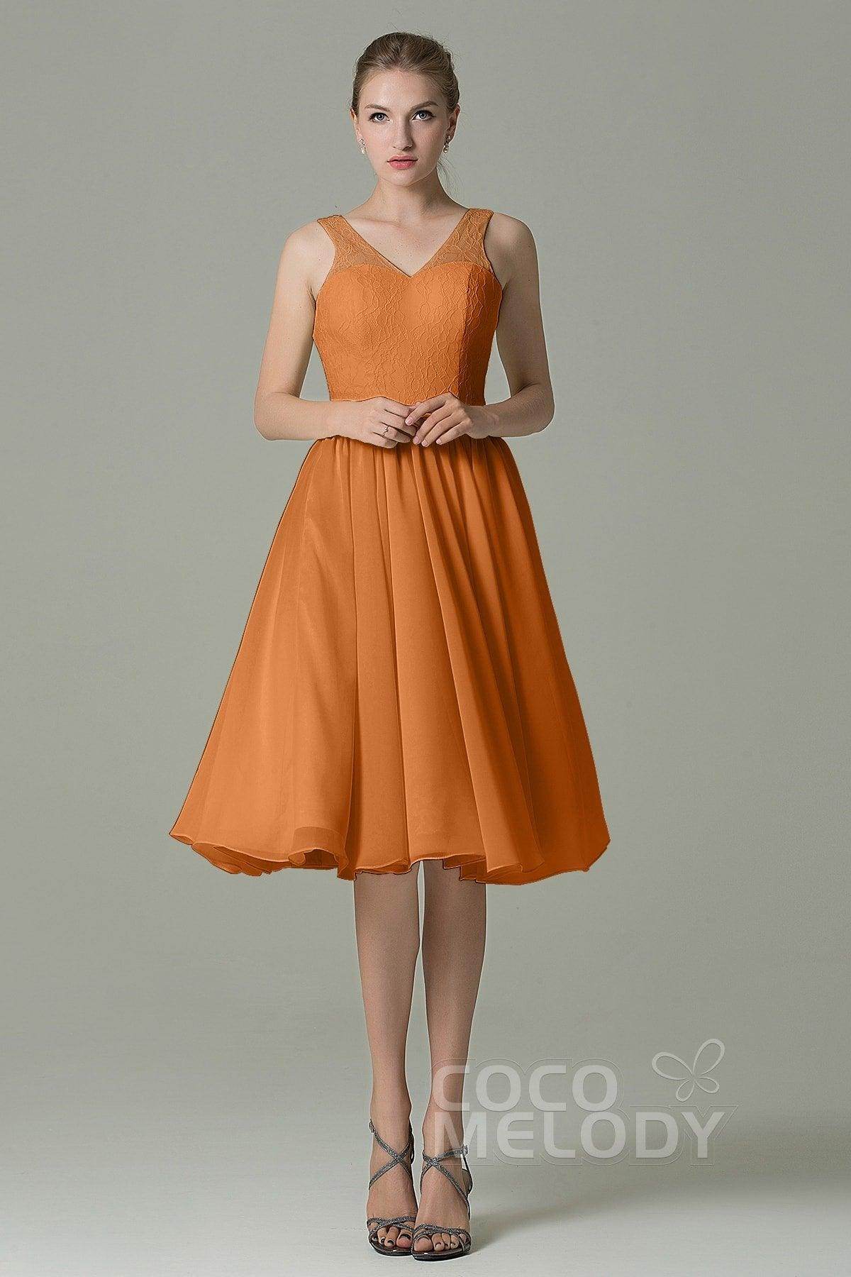 A-Line Knee Length Lace Short Bridesmaid Dress COZK16001