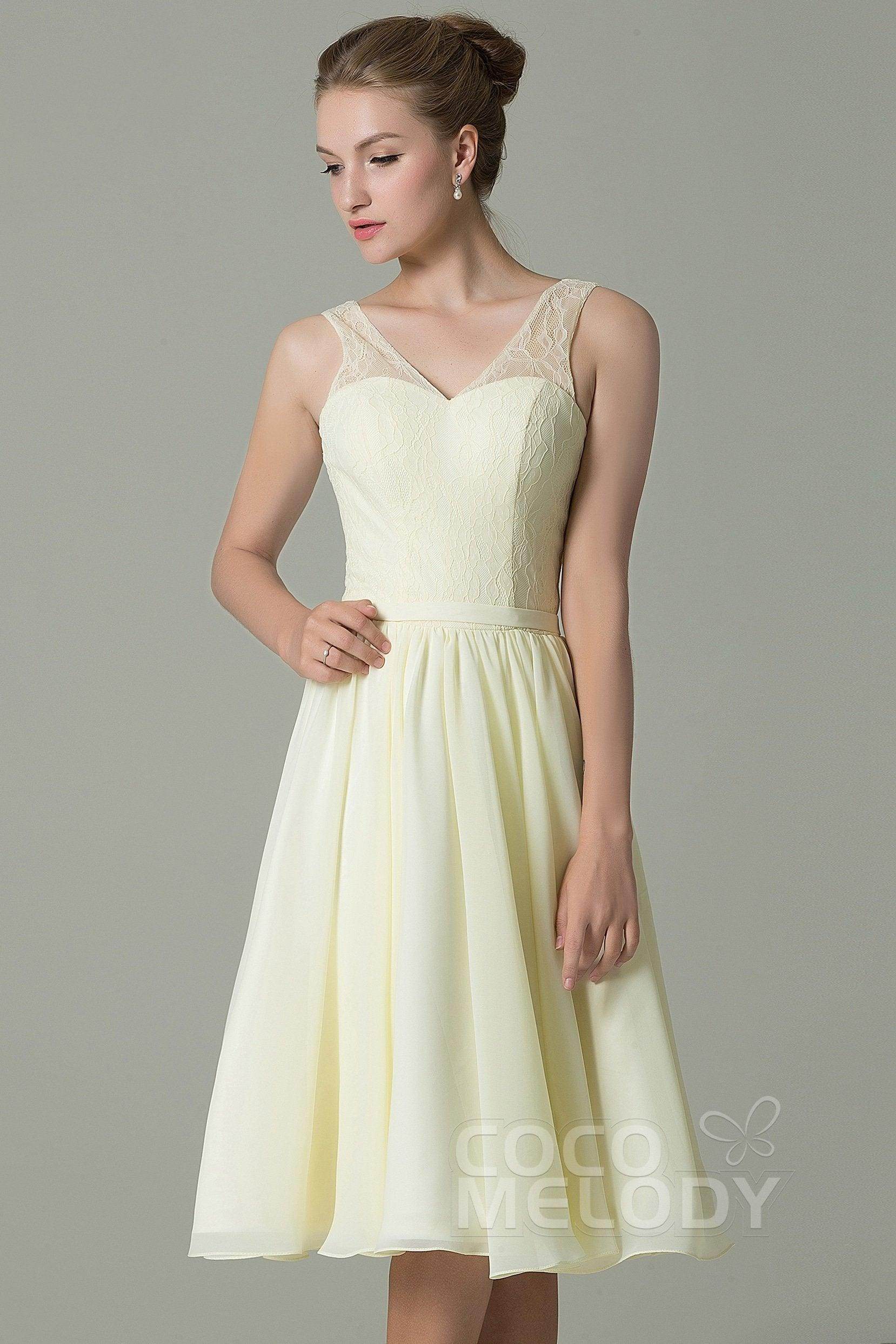 A-Line Knee Length Lace Short Bridesmaid Dress COZK16001