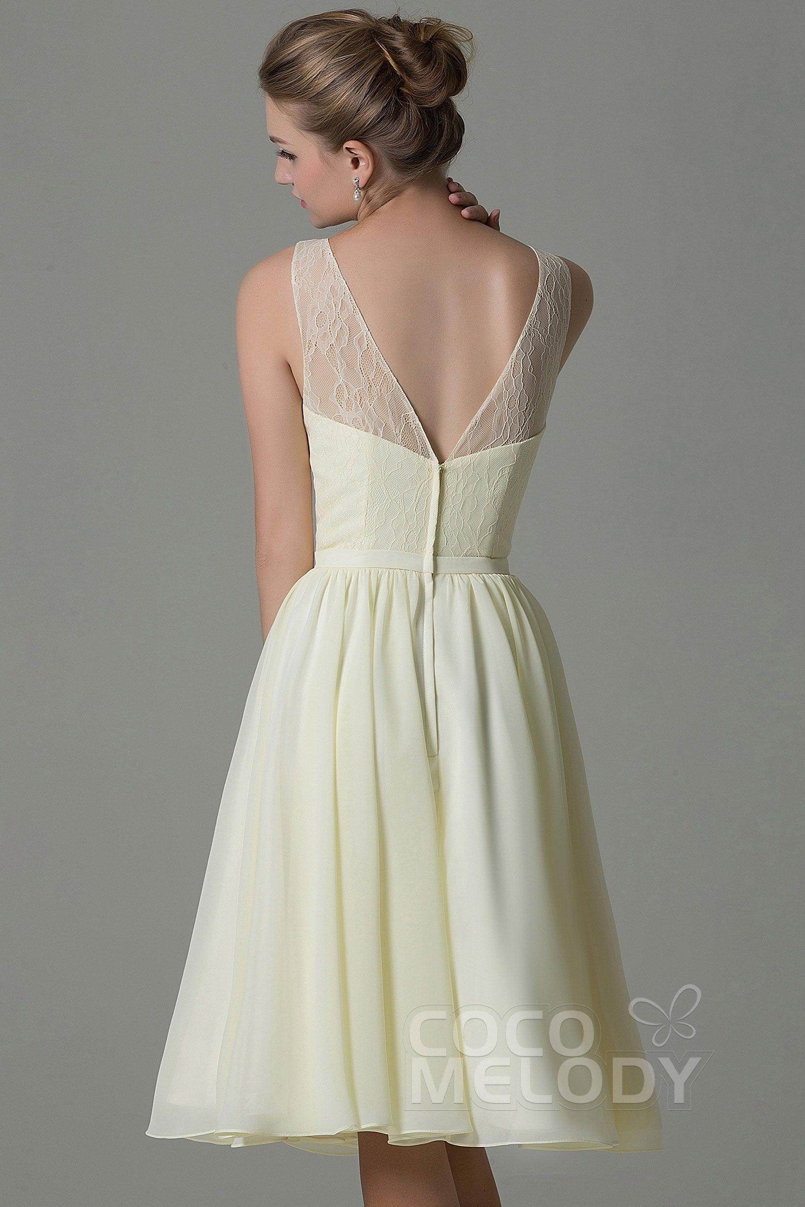 A-Line Knee Length Lace Short Bridesmaid Dress COZK16001