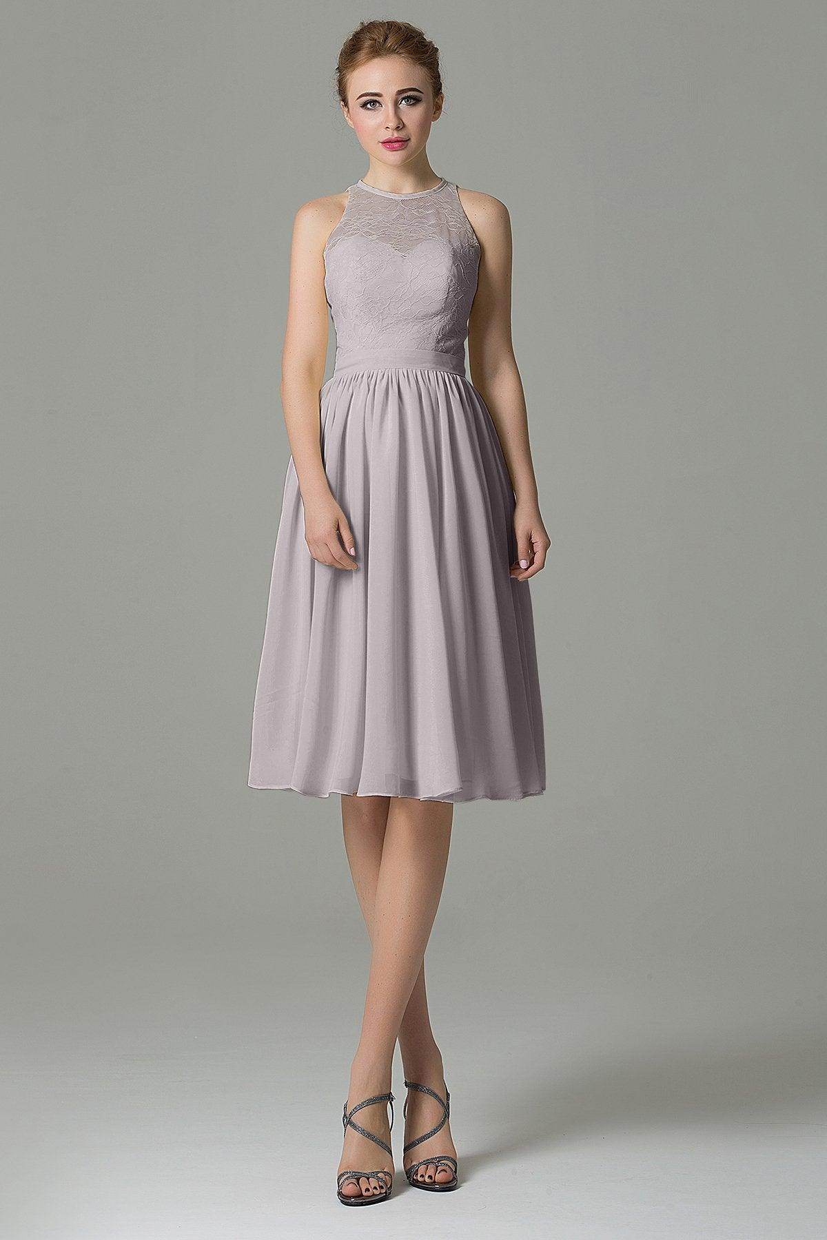 A-Line Knee Length Lace Short Bridesmaid Dress COZK16003