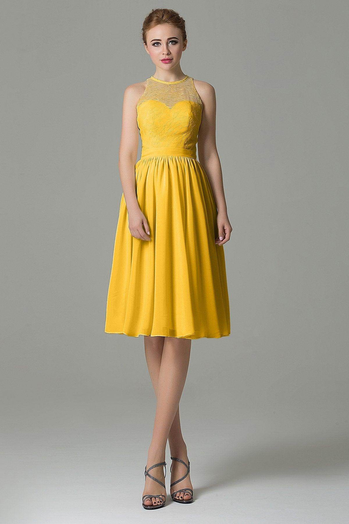 A-Line Knee Length Lace Short Bridesmaid Dress COZK16003