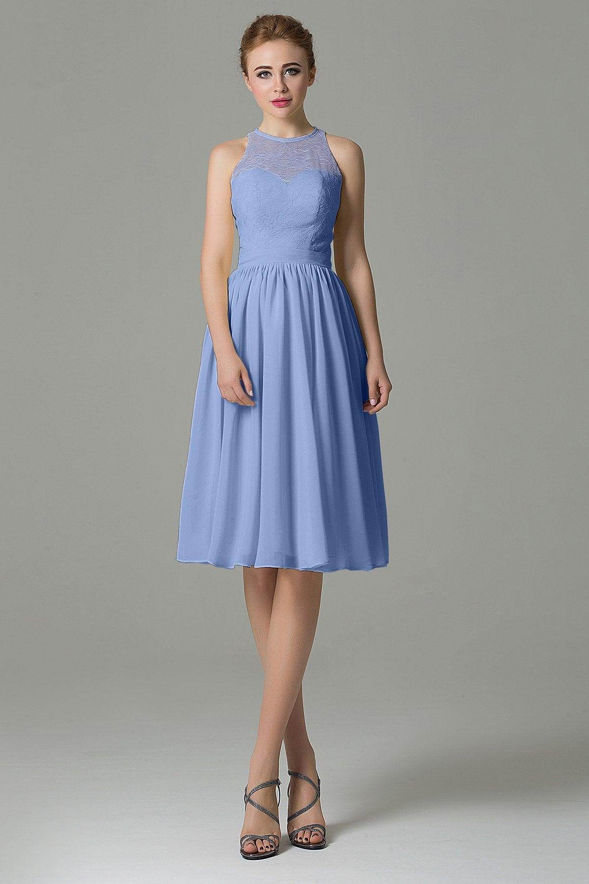 A-Line Knee Length Lace Short Bridesmaid Dress COZK16003