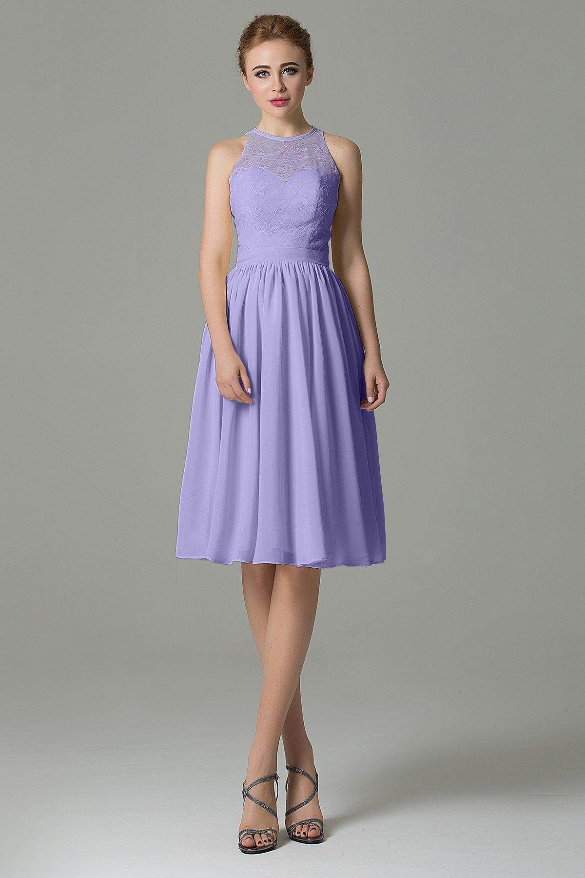 A-Line Knee Length Lace Short Bridesmaid Dress COZK16003