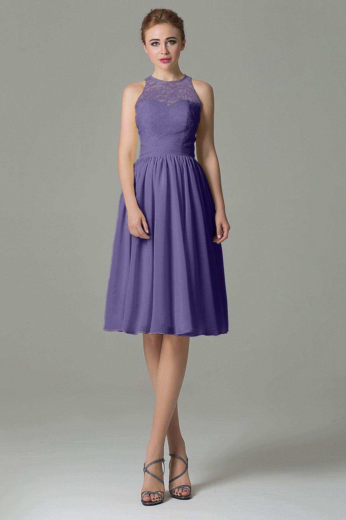 A-Line Knee Length Lace Short Bridesmaid Dress COZK16003