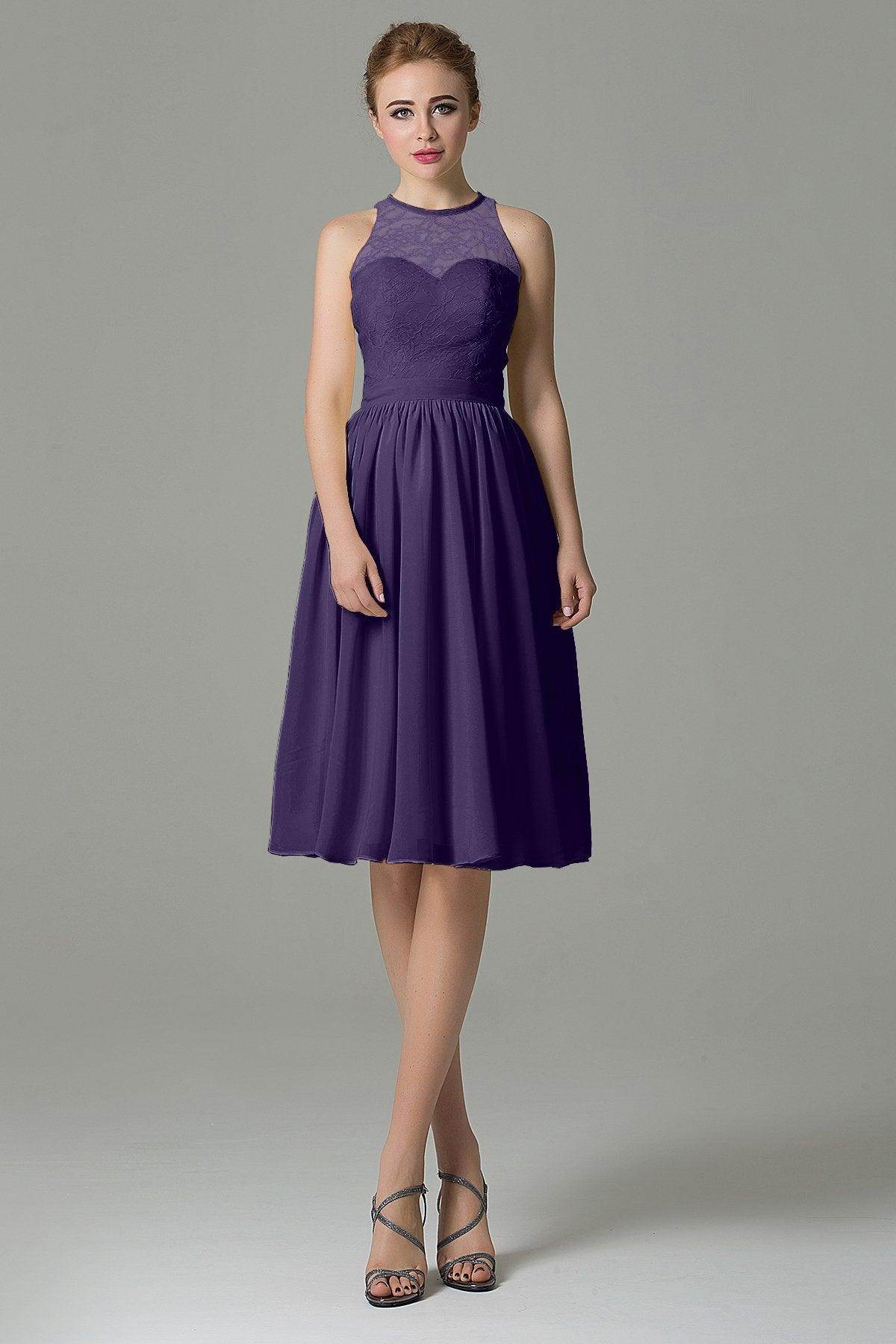 A-Line Knee Length Lace Short Bridesmaid Dress COZK16003