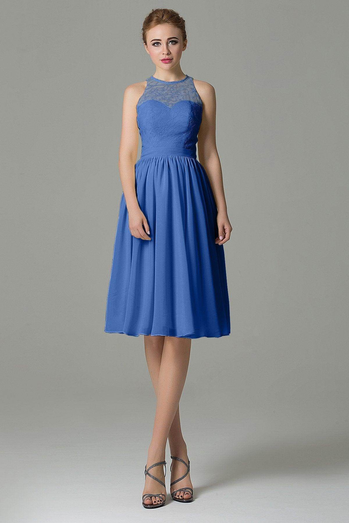 A-Line Knee Length Lace Short Bridesmaid Dress COZK16003