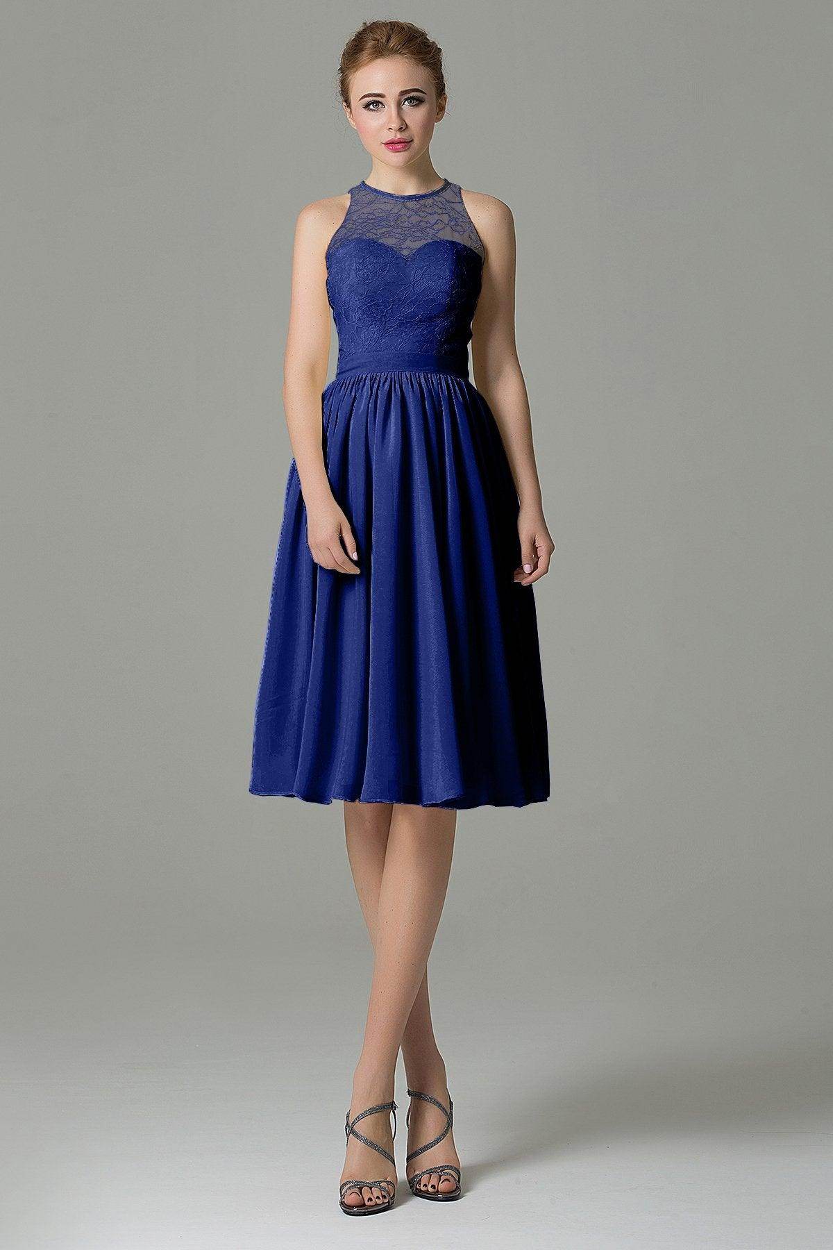 A-Line Knee Length Lace Short Bridesmaid Dress COZK16003