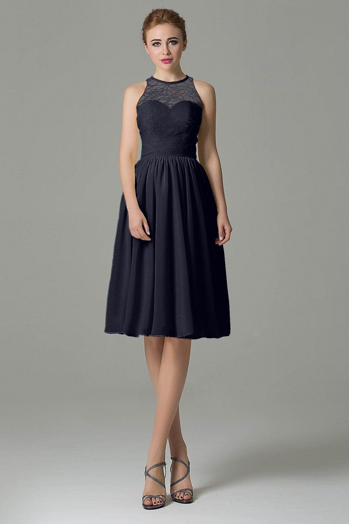 A-Line Knee Length Lace Short Bridesmaid Dress COZK16003