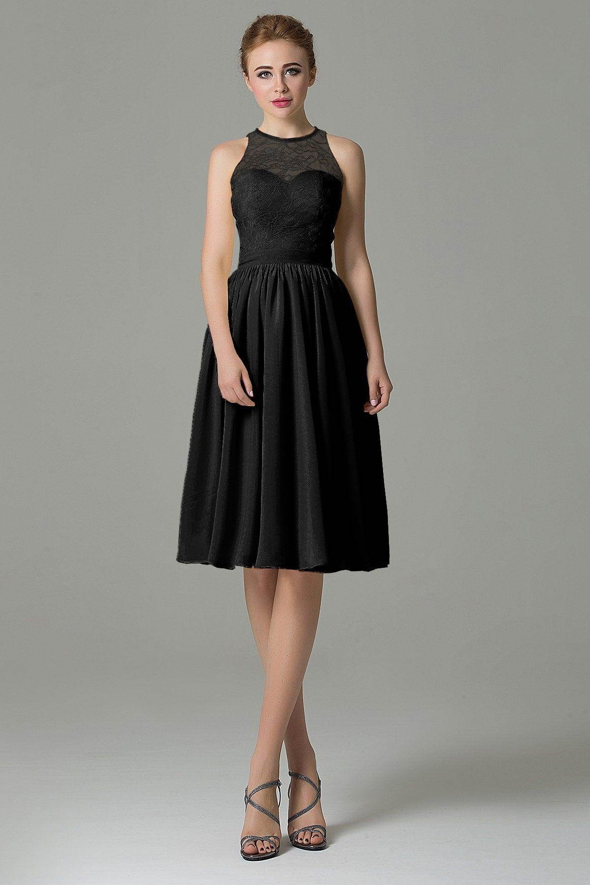 A-Line Knee Length Lace Short Bridesmaid Dress COZK16003