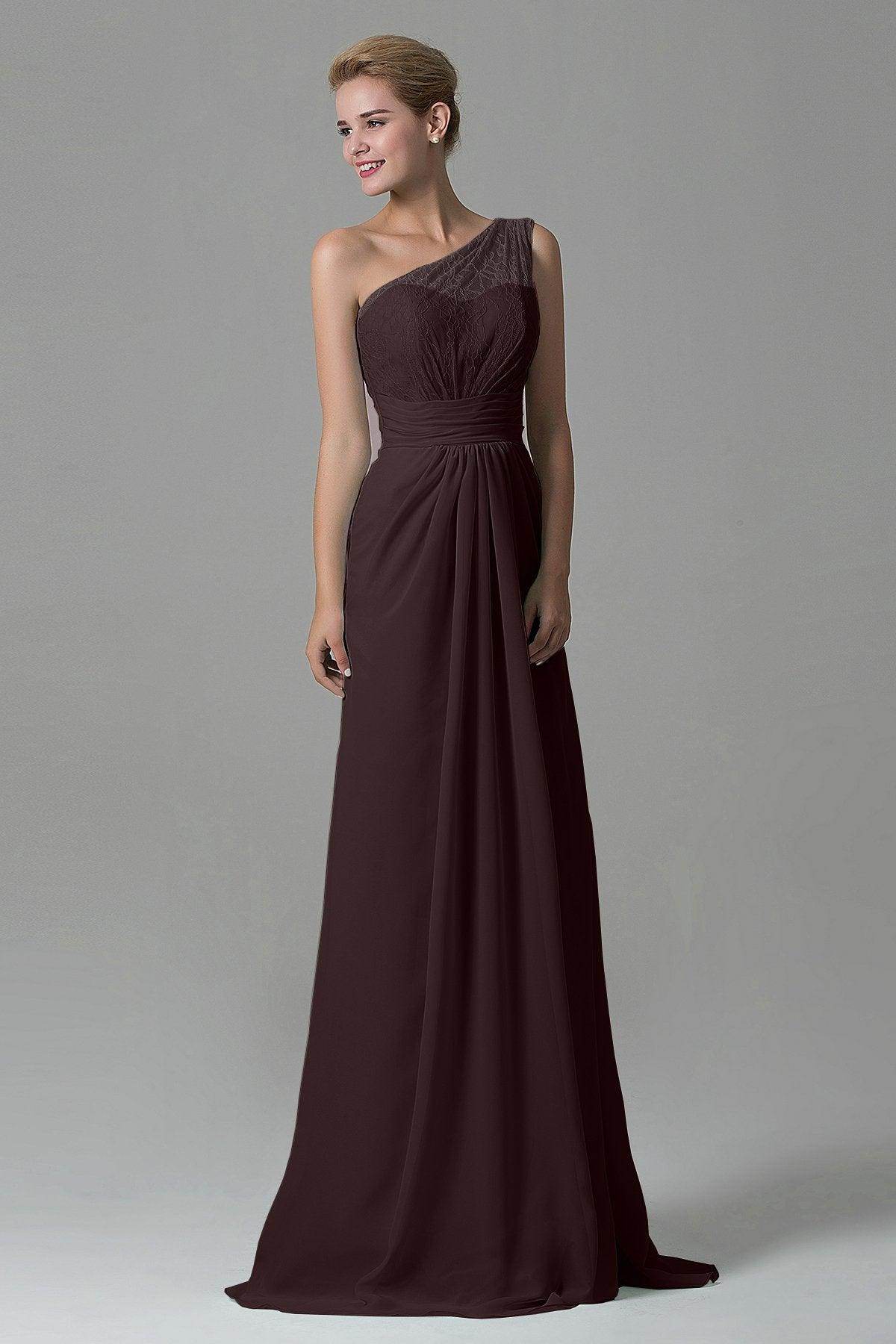 Sheath Sweep Train Lace/Chiffon Bridesmaid Dress COZK16004