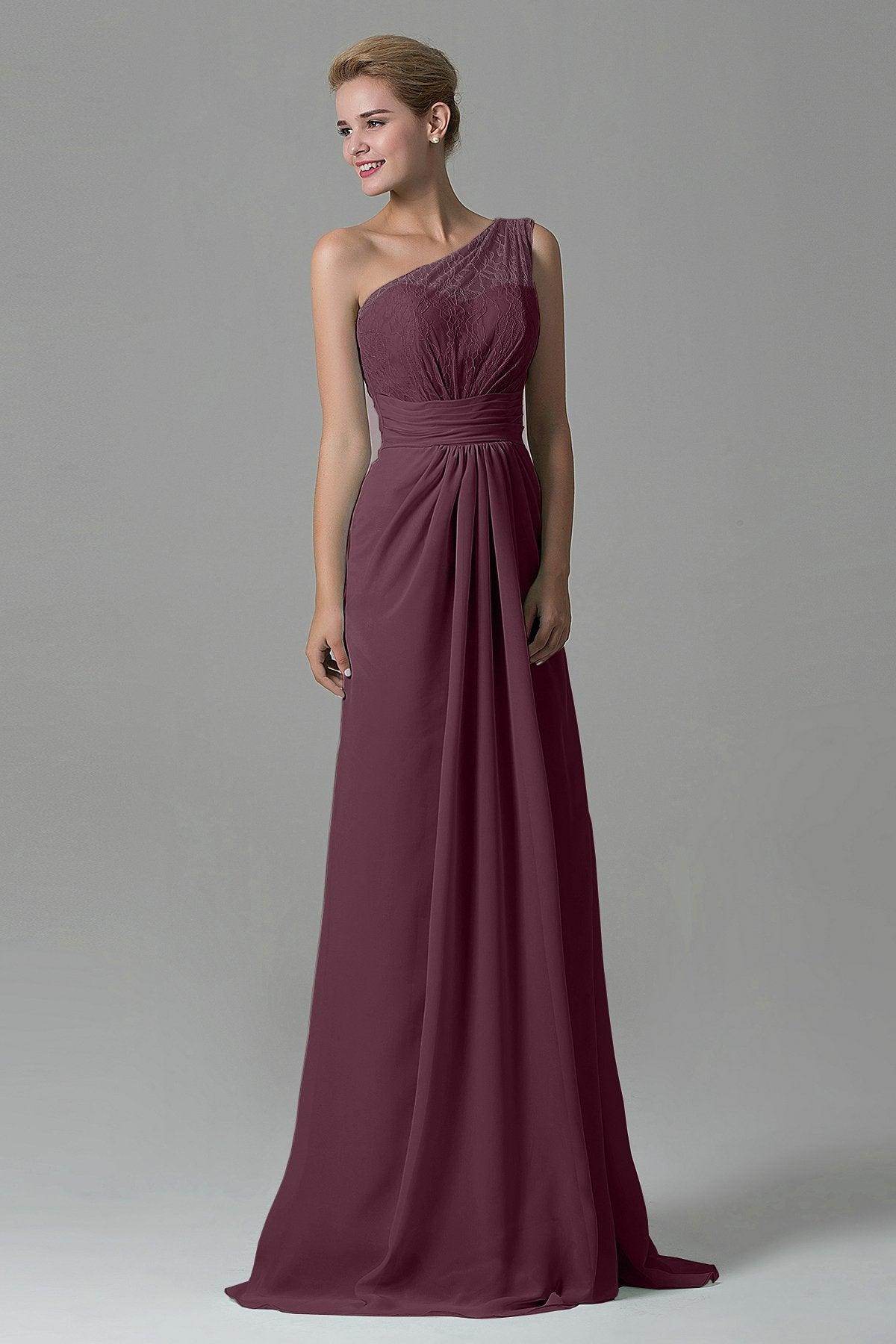 Sheath Sweep Train Lace/Chiffon Bridesmaid Dress COZK16004