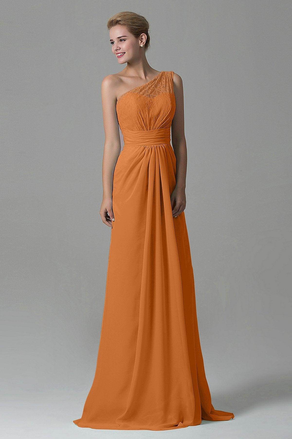 Sheath Sweep Train Lace/Chiffon Bridesmaid Dress COZK16004
