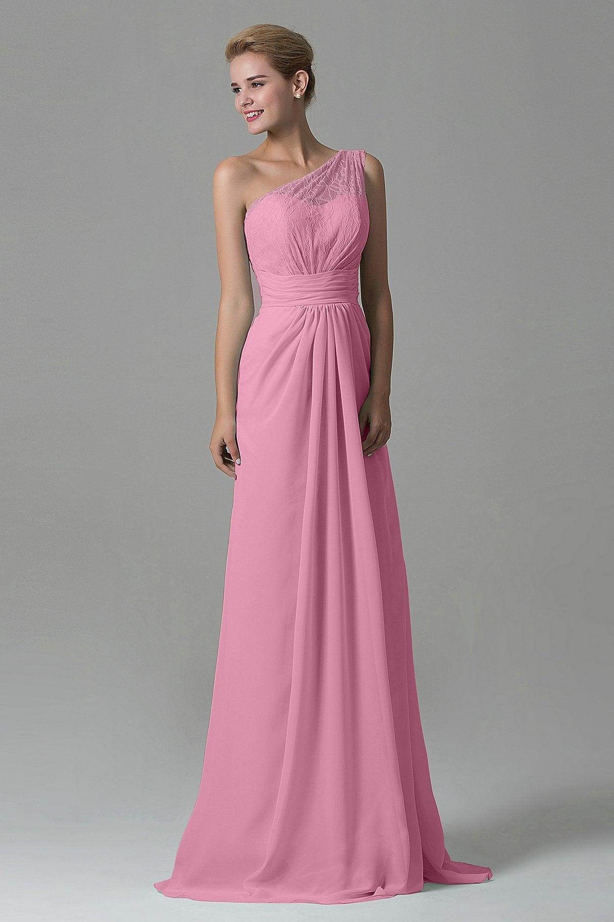 Sheath Sweep Train Lace/Chiffon Bridesmaid Dress COZK16004