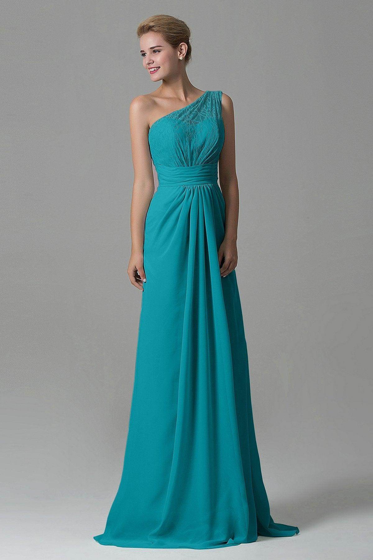 Sheath Sweep Train Lace/Chiffon Bridesmaid Dress COZK16004