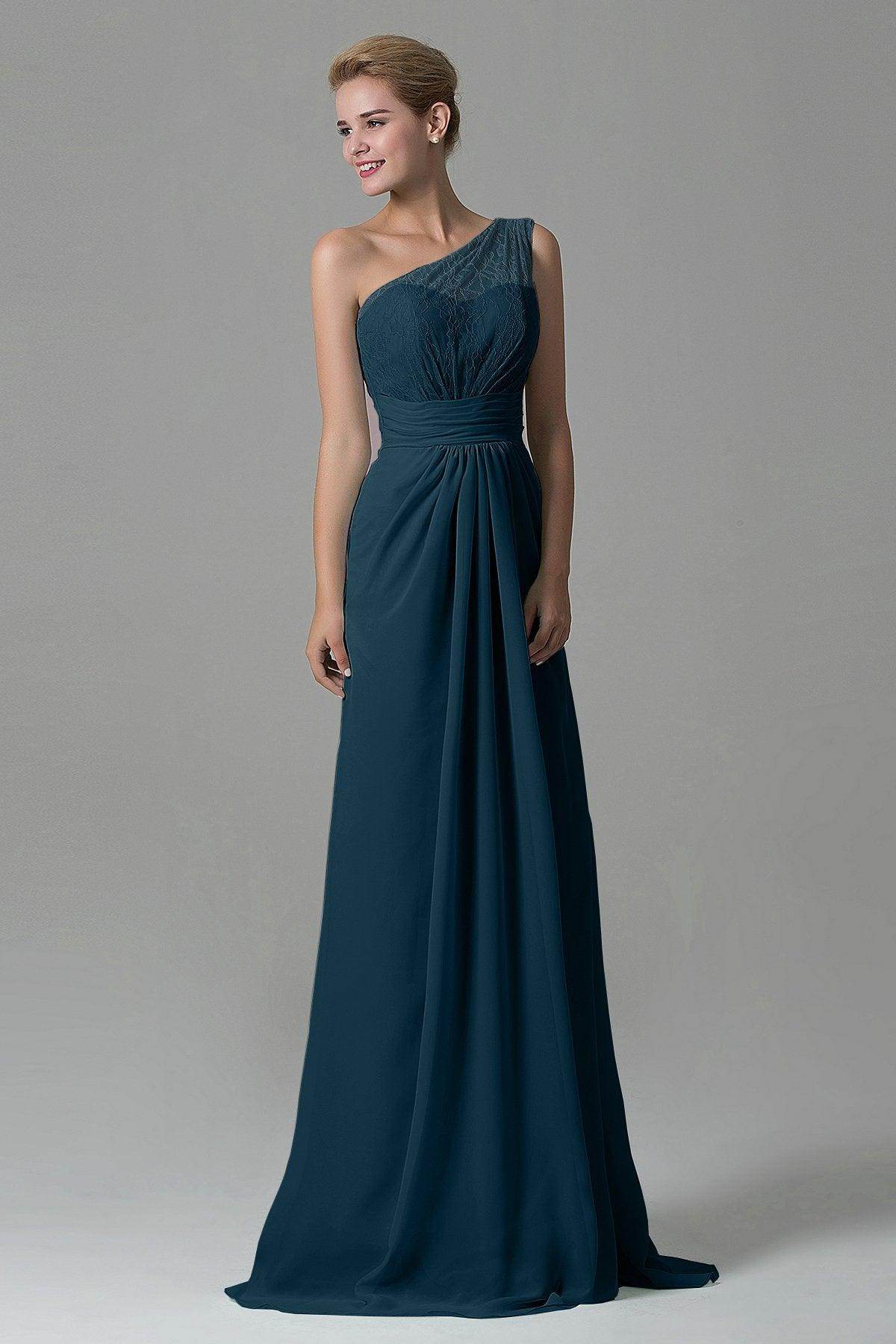 Sheath Sweep Train Lace/Chiffon Bridesmaid Dress COZK16004