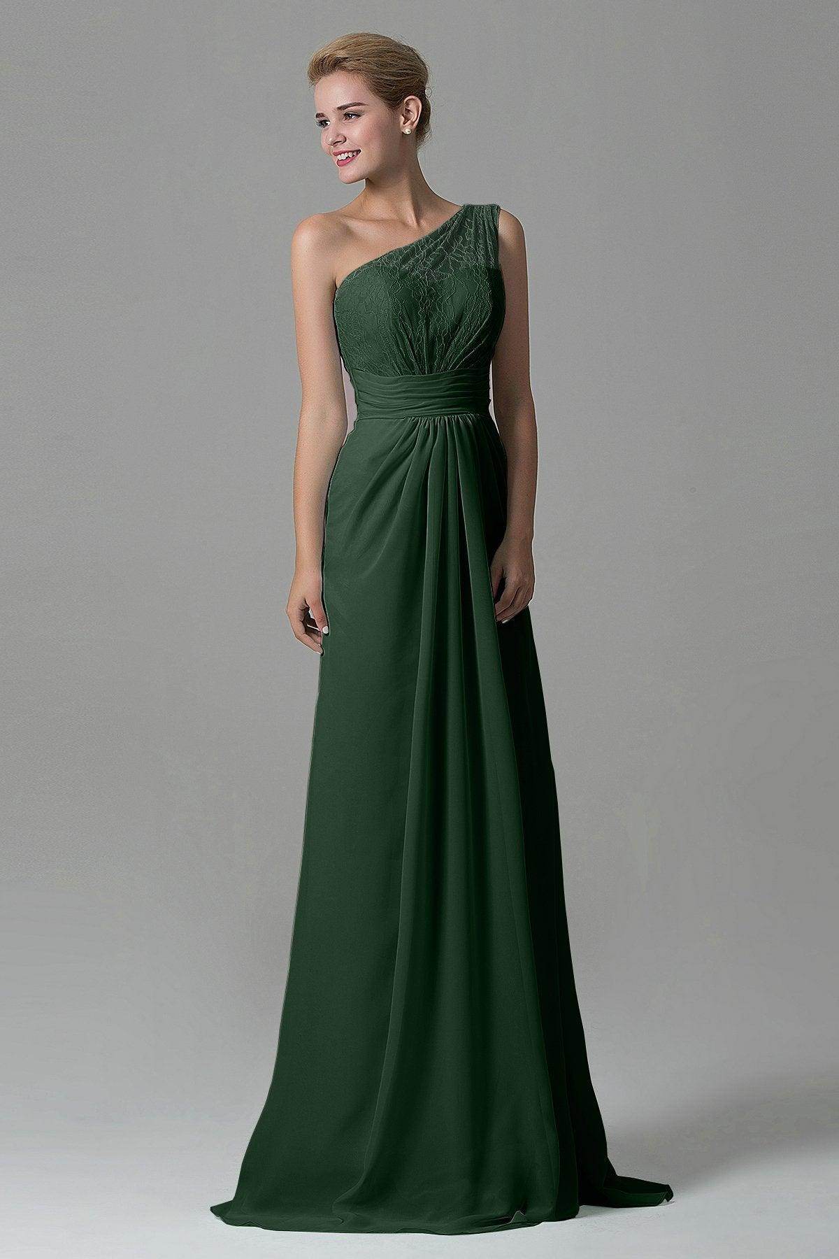 Sheath Sweep Train Lace/Chiffon Bridesmaid Dress COZK16004