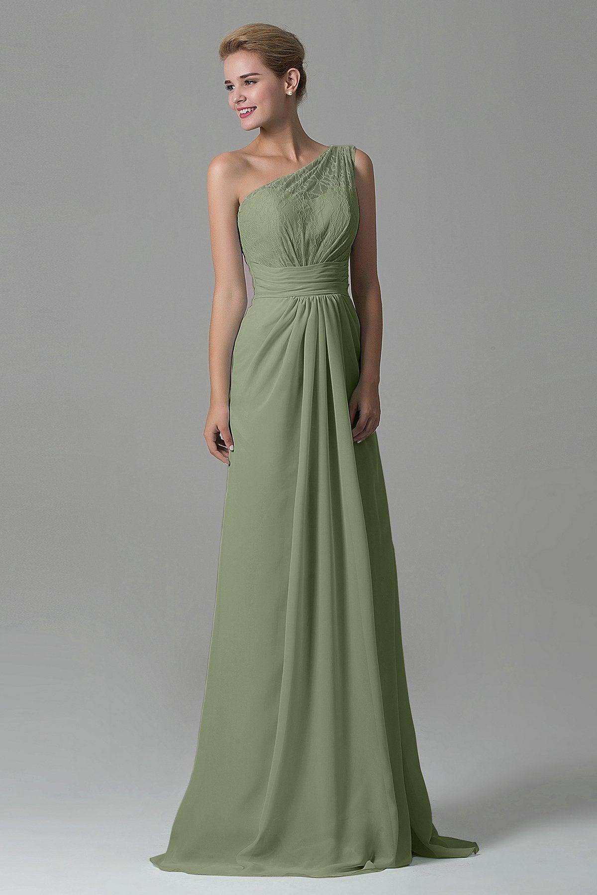 Sheath Sweep Train Lace/Chiffon Bridesmaid Dress COZK16004