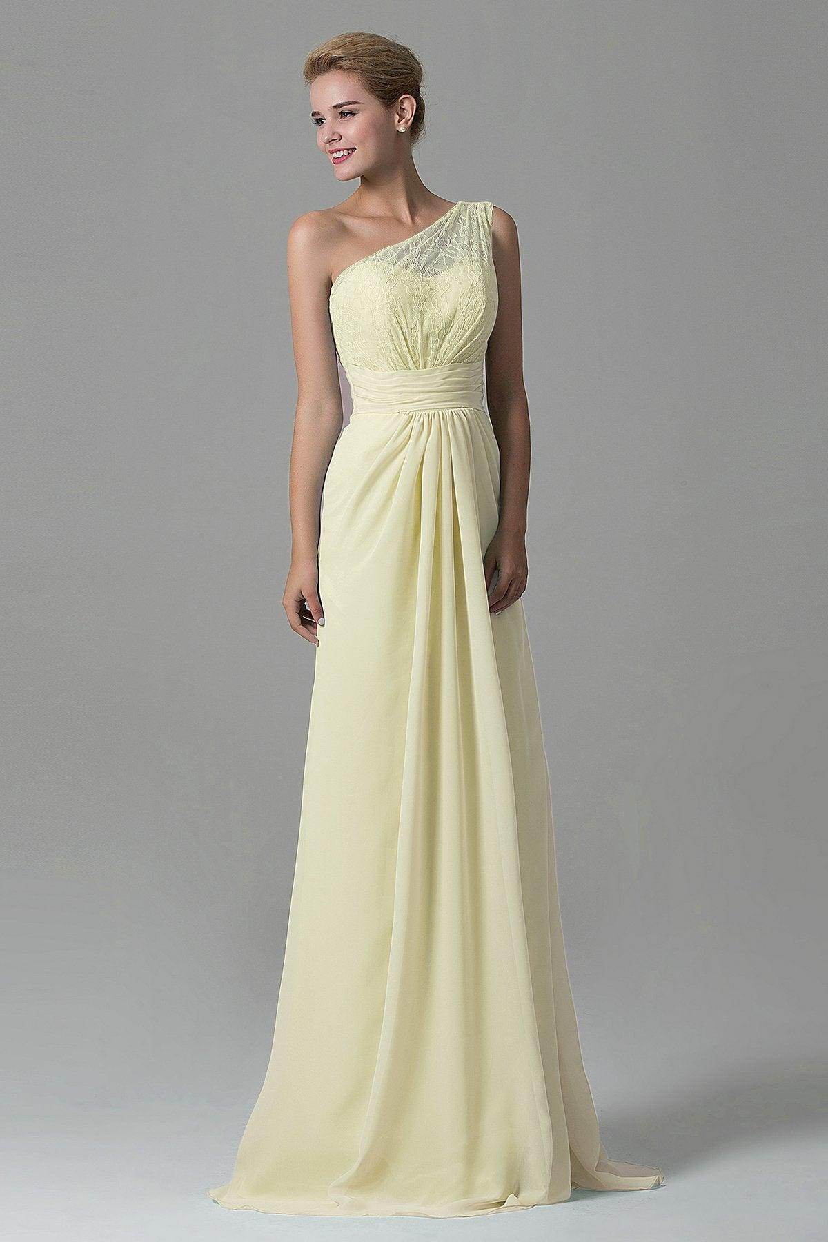 Sheath Sweep Train Lace/Chiffon Bridesmaid Dress COZK16004