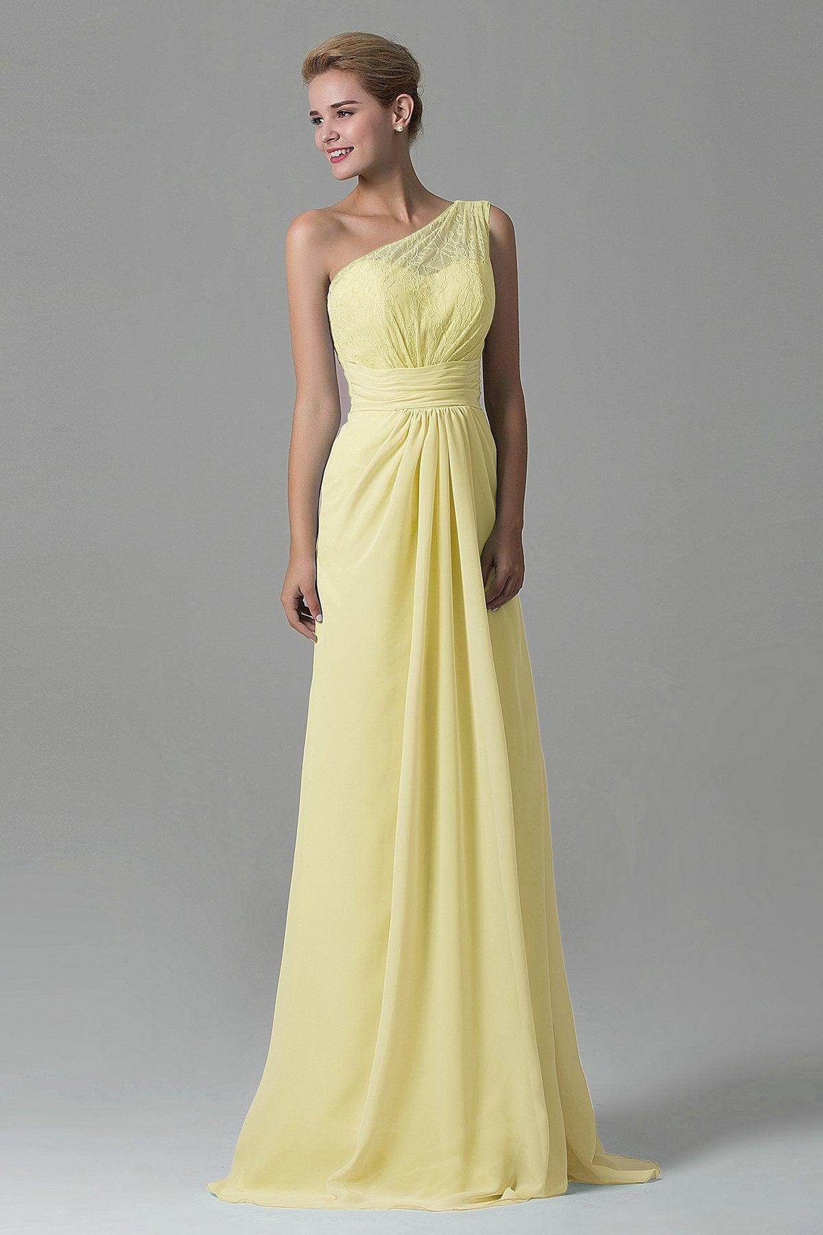 Sheath Sweep Train Lace/Chiffon Bridesmaid Dress COZK16004