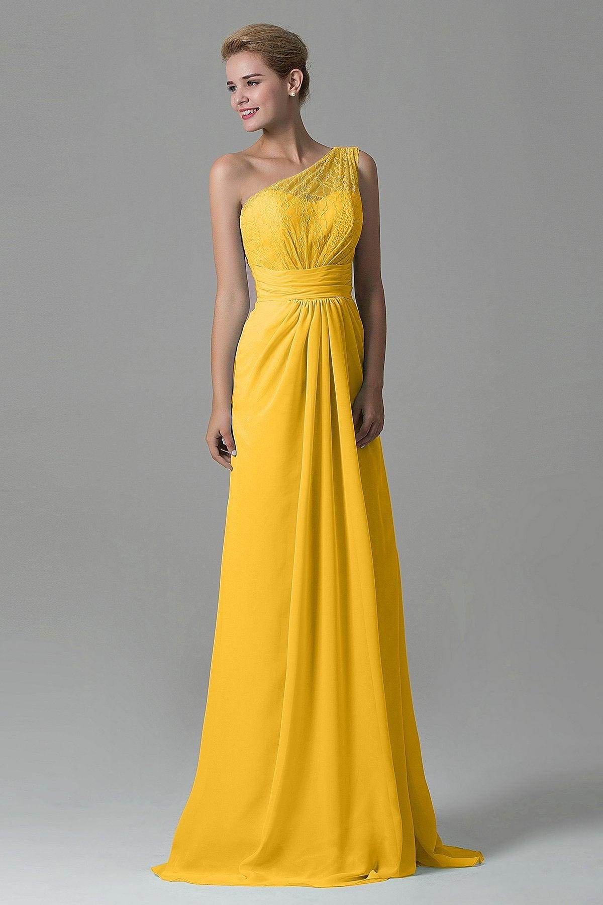 Sheath Sweep Train Lace/Chiffon Bridesmaid Dress COZK16004