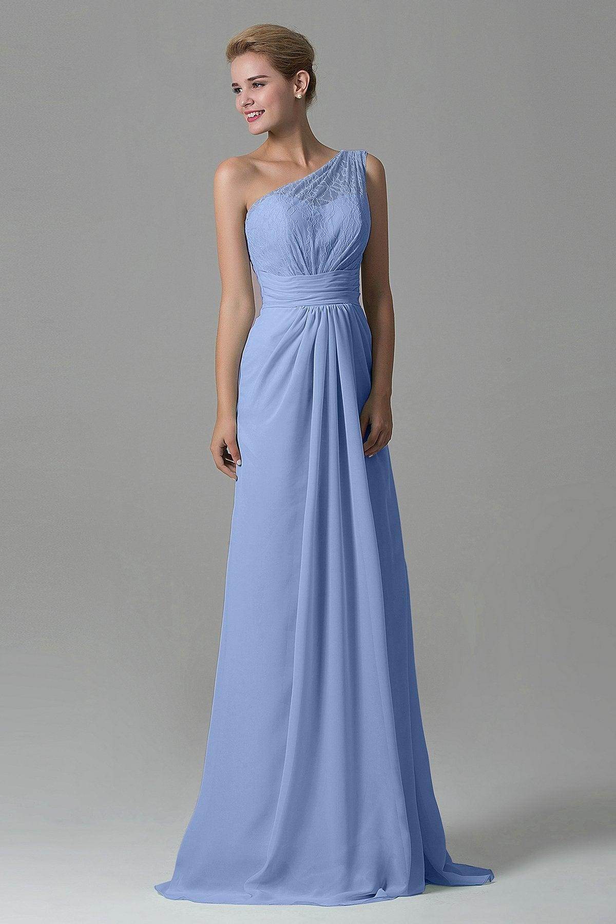 Sheath Sweep Train Lace/Chiffon Bridesmaid Dress COZK16004