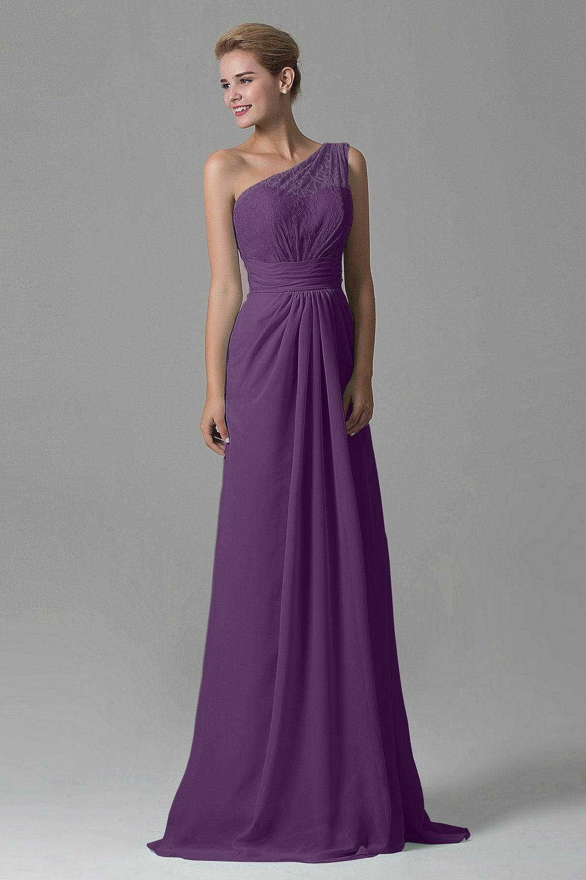 Sheath Sweep Train Lace/Chiffon Bridesmaid Dress COZK16004