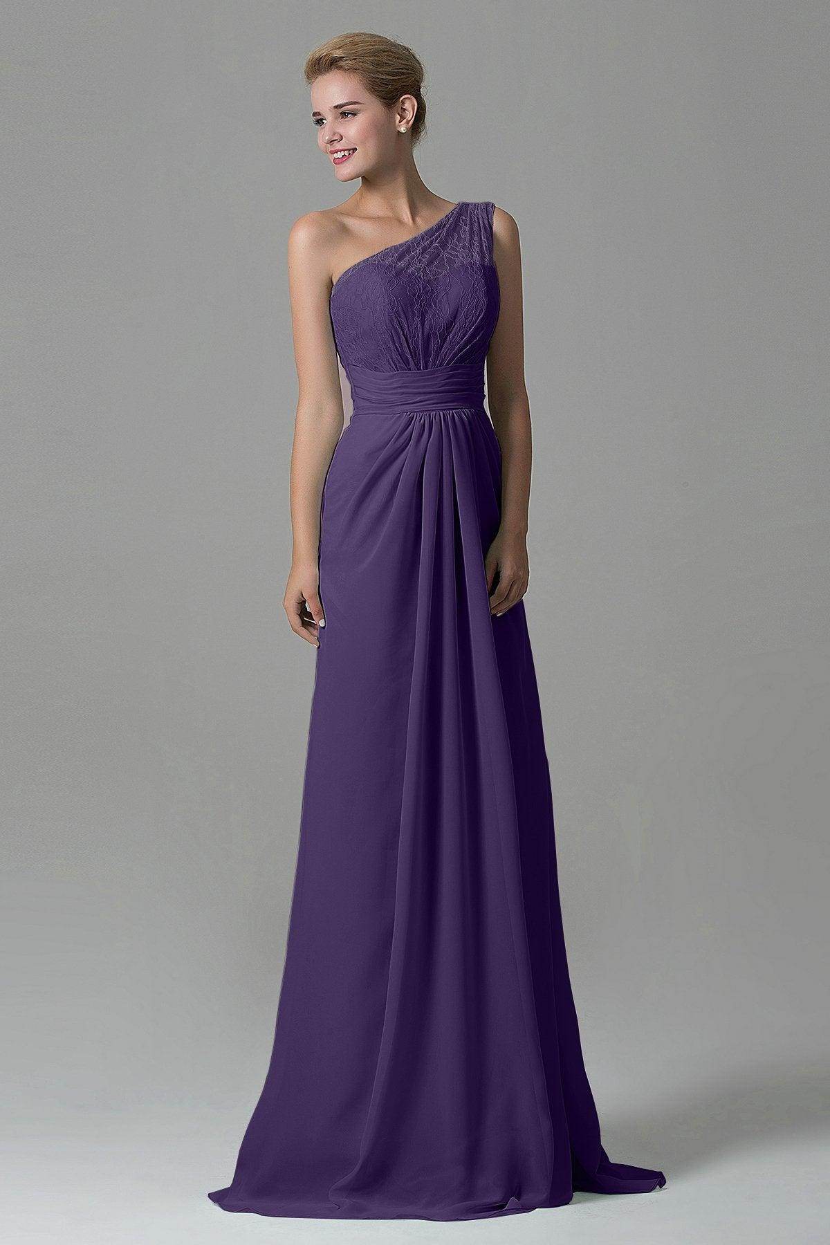 Sheath Sweep Train Lace/Chiffon Bridesmaid Dress COZK16004